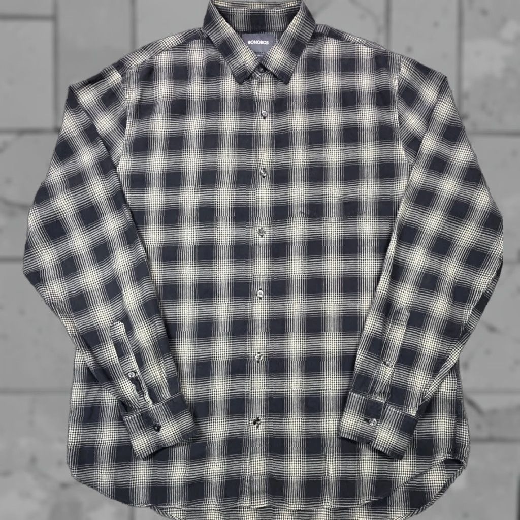 Bonobos Bonobos Shirt Button-Up Long Sleeve Plaid Men’s XL Black Gray Size US XL / EU 56 / 4 - 1 Thumbnail