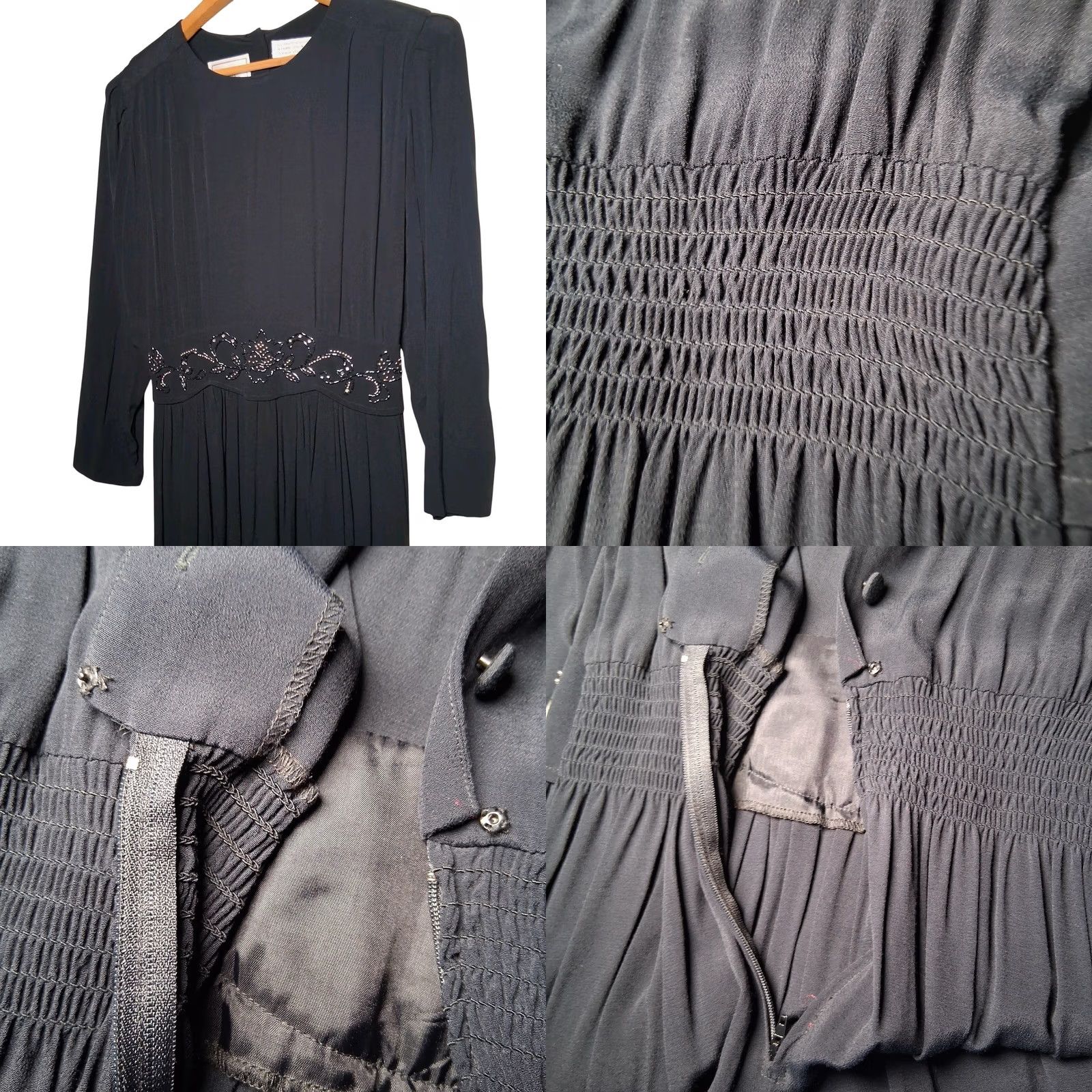 Vintage VINTAGE Karin Stevens Petites Dress 10 Petite Black Rayon Beaded Long Slv 90s Womens Size L / US 10 / IT 46 - 8 Thumbnail
