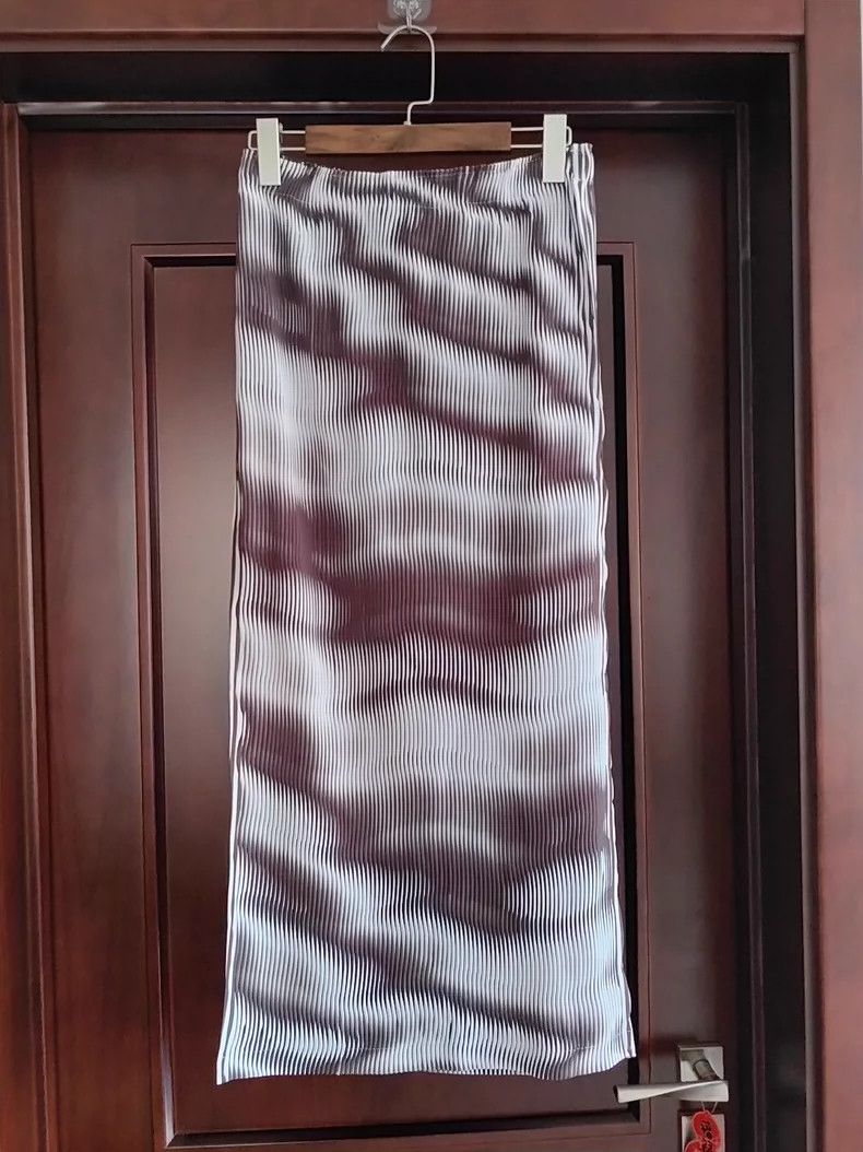 Issey Miyake Issey Miyake size:2 Main line ink-wash toothpick skirt Size 22" - 4 Thumbnail