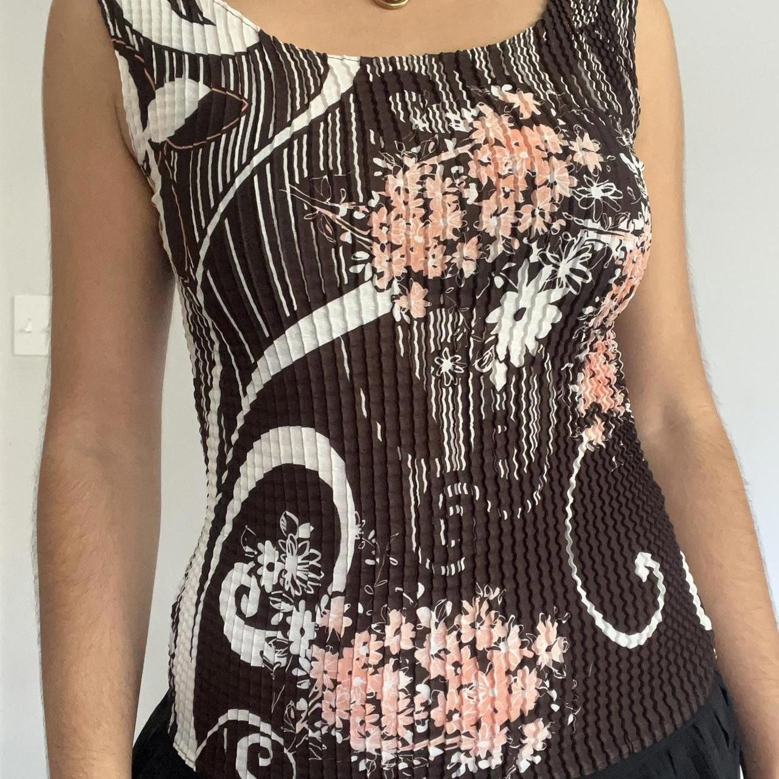 Other Brown and pink floral print ribbed tank top #floral #ribbed Size S / US 4 / IT 40 - 7 Thumbnail