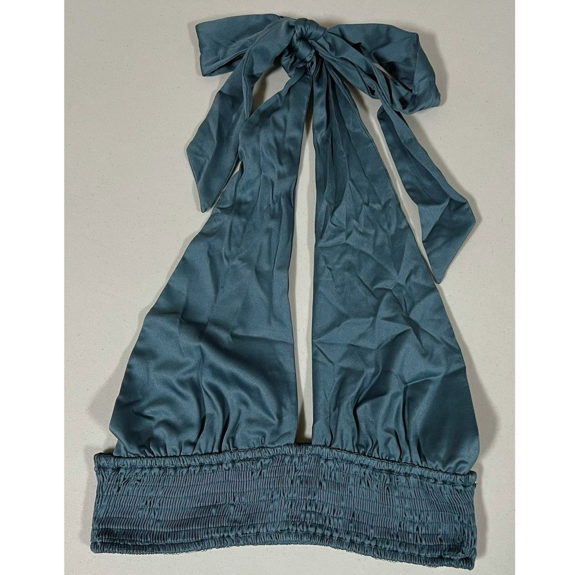 Free People Blue Periwinkle Satin Tie-Back Halter Crop Top Shirt Size S🦋 Size S / US 4 / IT 40 - 2 Thumbnail