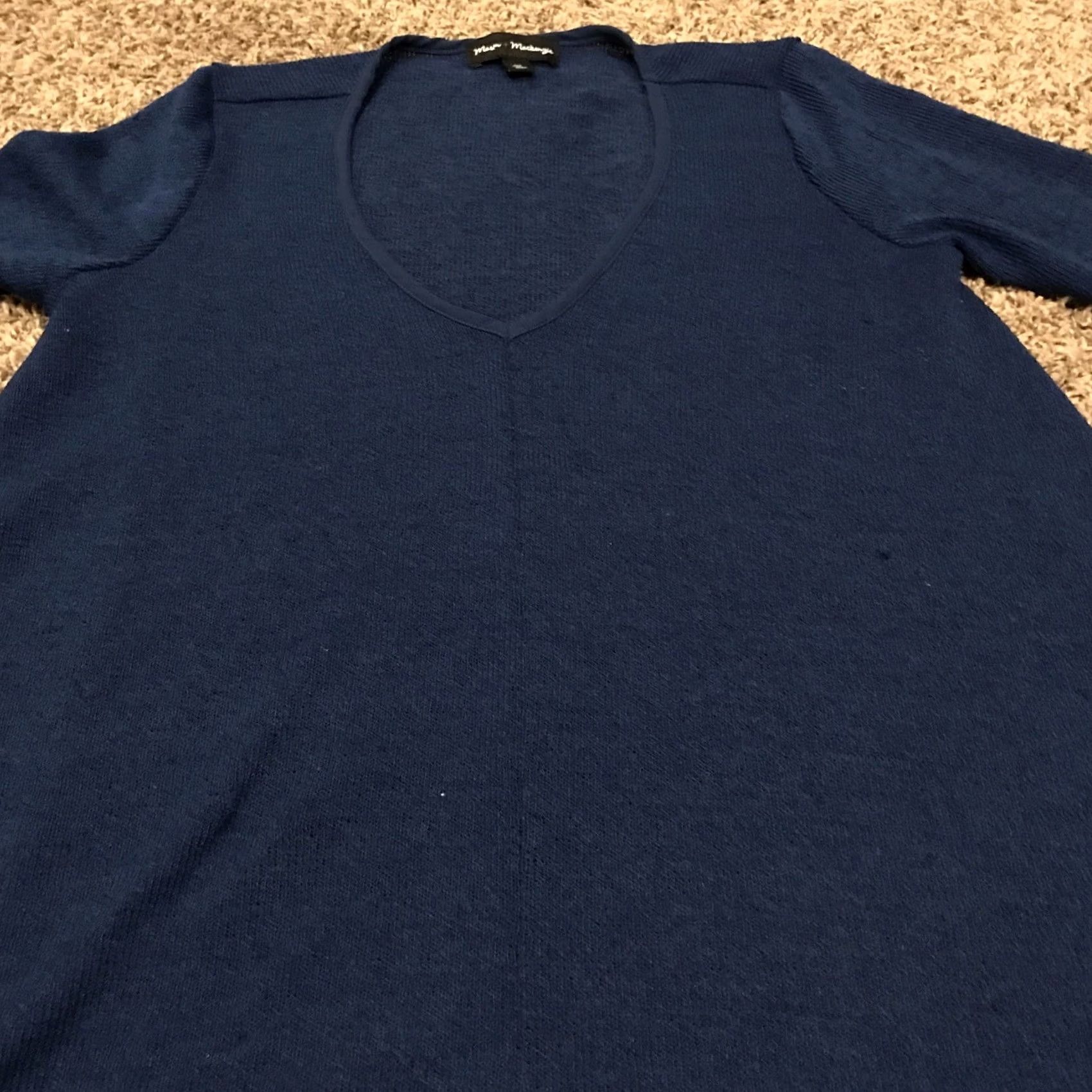Vintage Mason + Mackenzie Blouse Lightweight Womens Size M Navy Blue Polyester Sweater Style Size M / US 6-8 / IT 42-44 - 2 Thumbnail