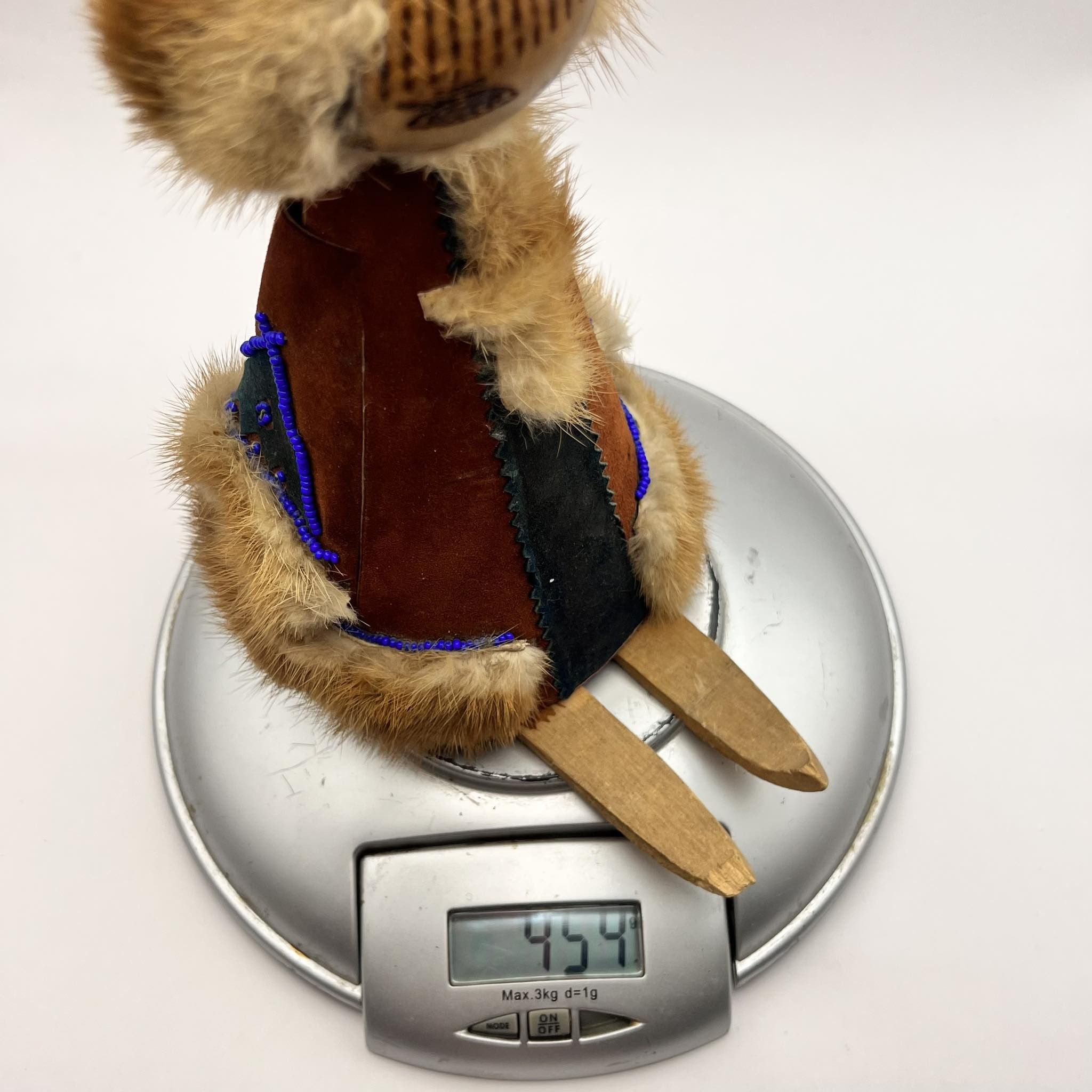 Vintage Vintage Wooden Natural Fur Hand Made Figurine Eskimo Girl Size ONE SIZE - 3 Thumbnail