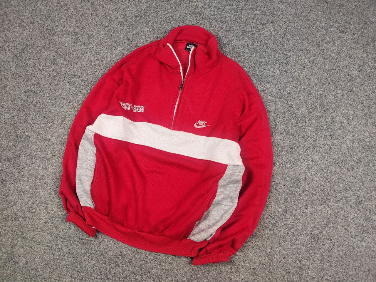 Nike Vintage 80's NIke Oregon USA TST Red Pullover Zip Sweatshirt Size US L / EU 52-54 / 3 - 3 Thumbnail