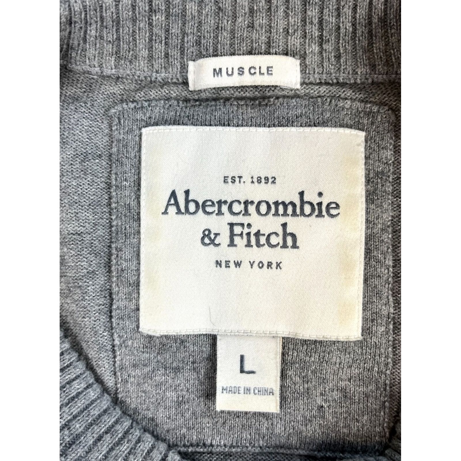Abercrombie & Fitch VINTAGE Abercrombie & Fitch Men’s Knit V-Neck Pullover Sweater L Gray Logo Embroidered Size US L / EU 52-54 / 3 - 4 Thumbnail