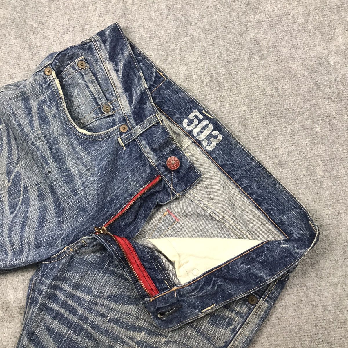 Blue Blue Japan × If Six Was Nine × Japanese Brand FLARE DISTRESSED👽EDWIN 503 JAPAN BOOTCUT DENIM PANTS 142 Size US 34 / EU 50 - 22 Thumbnail