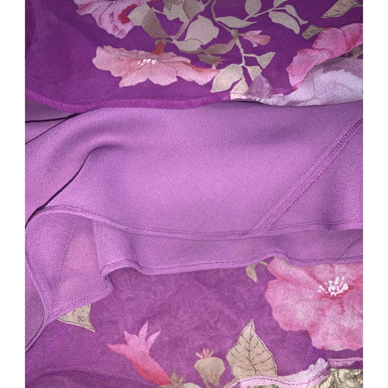 Vintage Casual Corner Silk Slip Dress Womens 8 Purple V-Neck Sleeveless Midi Lined NWT Flower Party/Cocktail Size M / US 6-8 / IT 42-44 - 7 Thumbnail