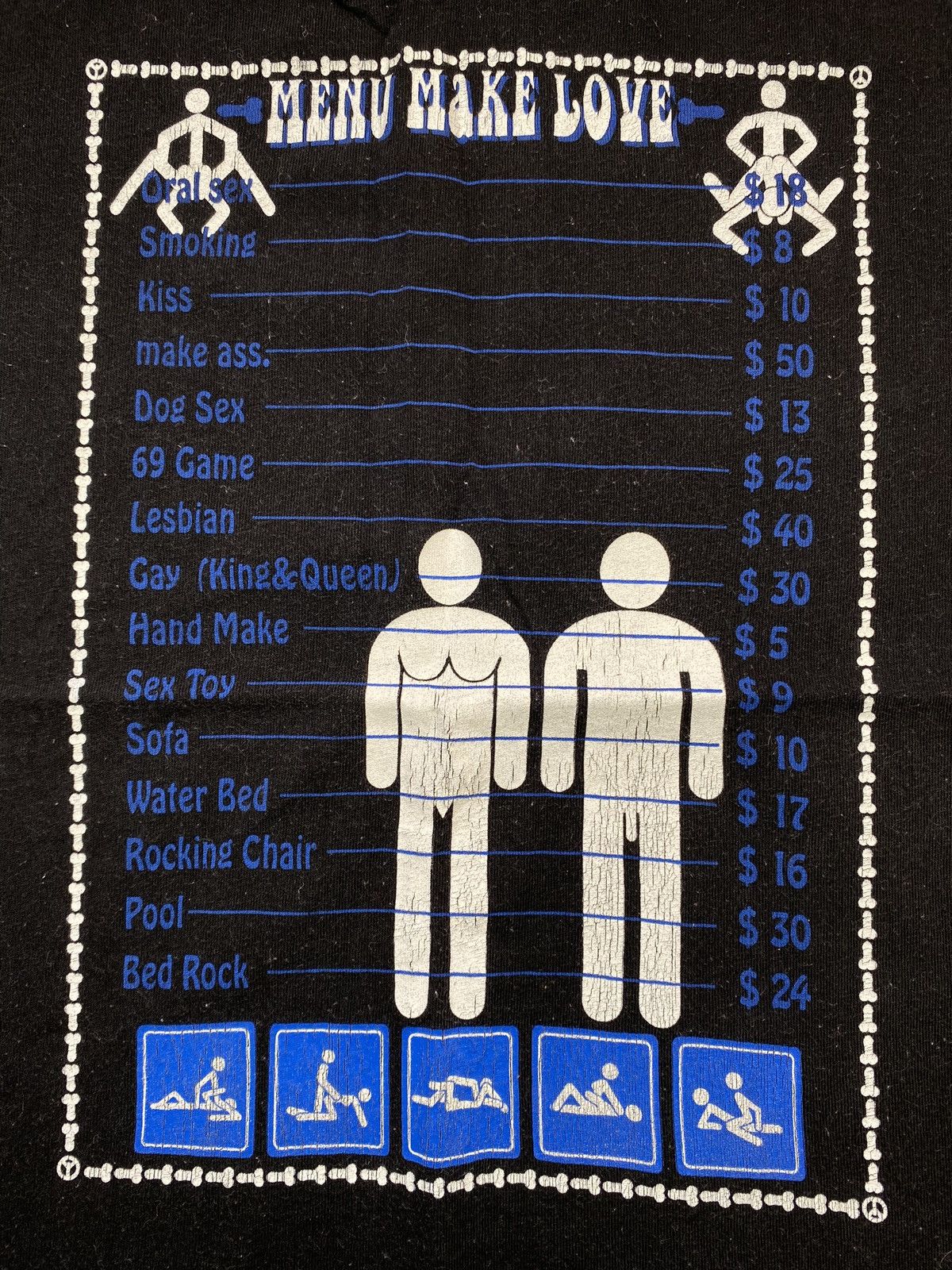 Designer × Vintage Vintage Fishbone Men’s T-Shirt Porn Menu Big Print Size US S / EU 44-46 / 1 - 4 Thumbnail
