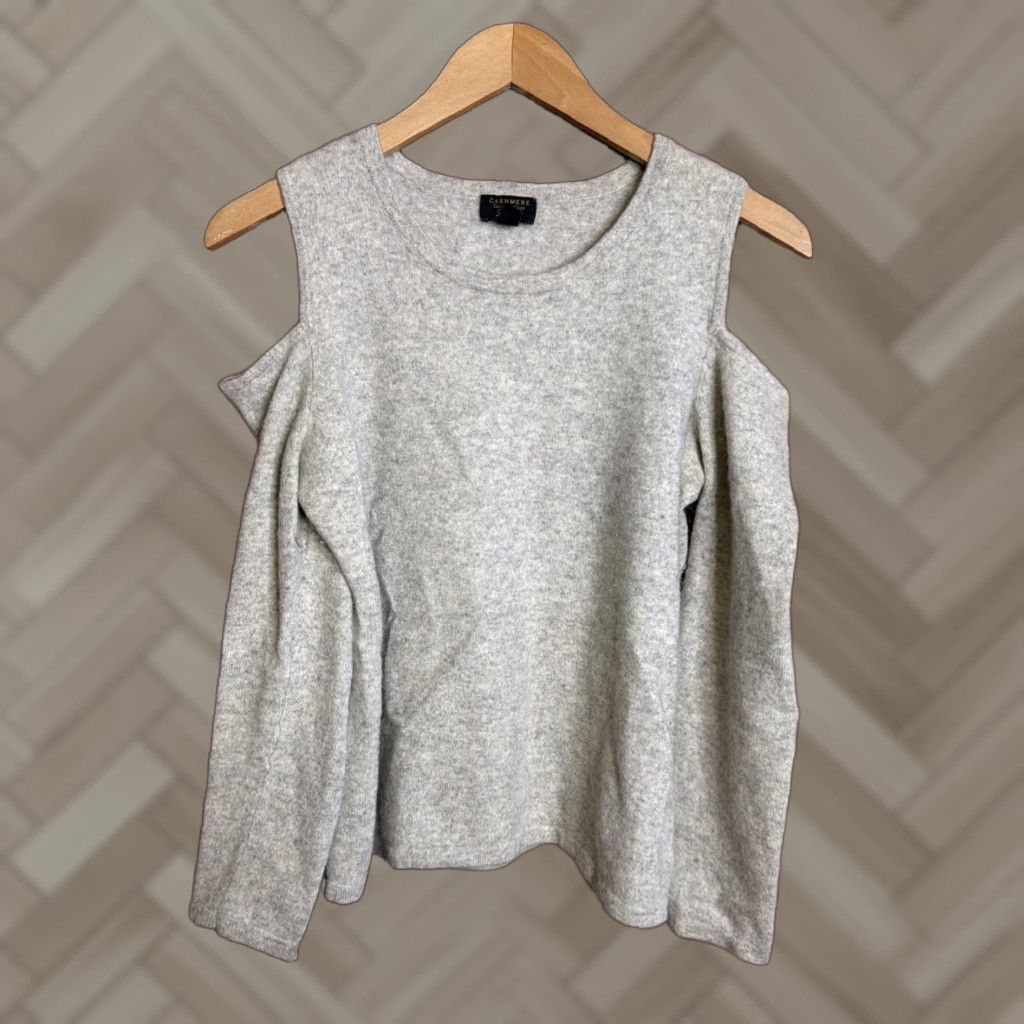 Charter Club Charter Club Sweater Womens Large Gray Cold Shoulder 100% Cashmere Crew Neck Pullover Classic City Autumn Lightweight Casual Workwear Size L / US 10 / IT 46 - 1 Thumbnail