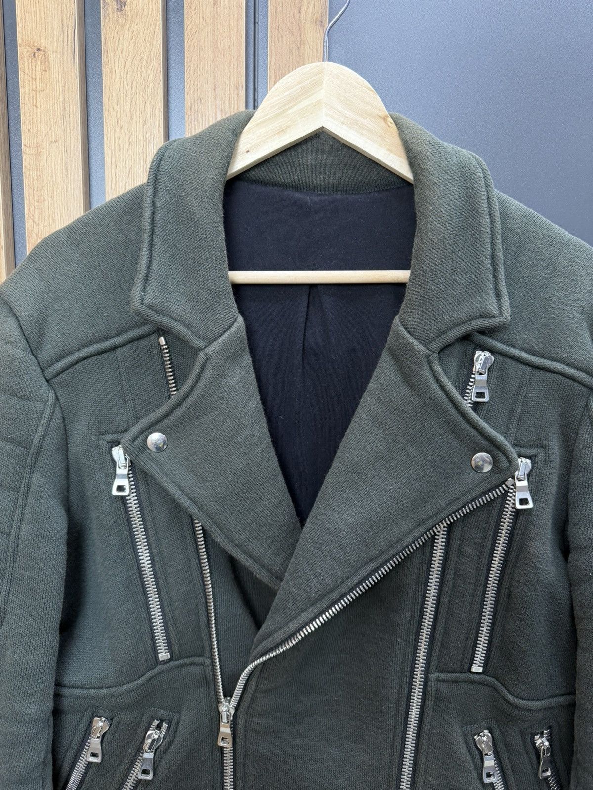 Balmain Balmain Biker Zip Jacket Faded Olive Size L Size US L / EU 52-54 / 3 - 4 Thumbnail