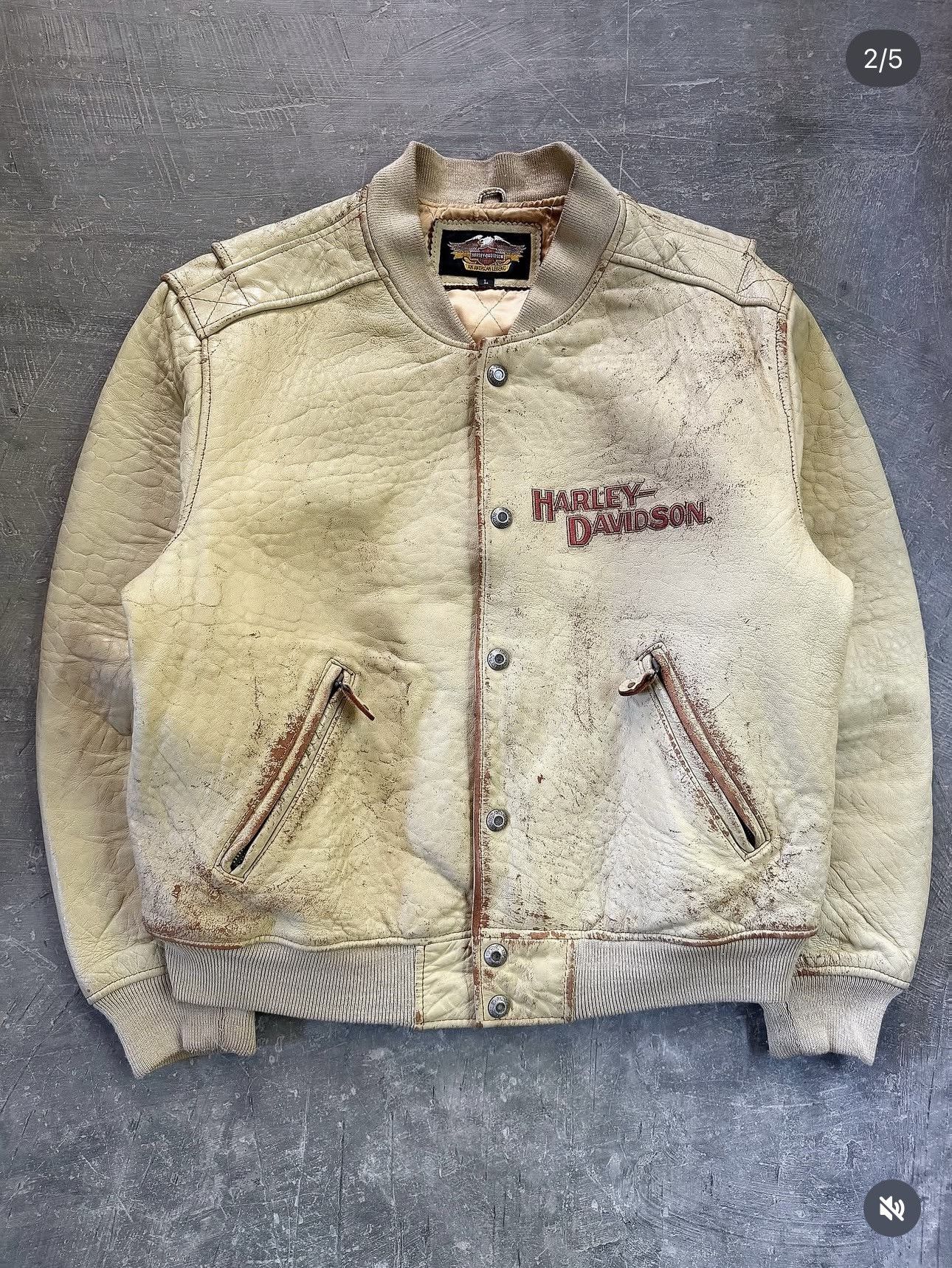 Harley Davidson Vintage Harley-Davidson Distressed Effect Leather Jacket Size US L / EU 52-54 / 3 - 2 Thumbnail