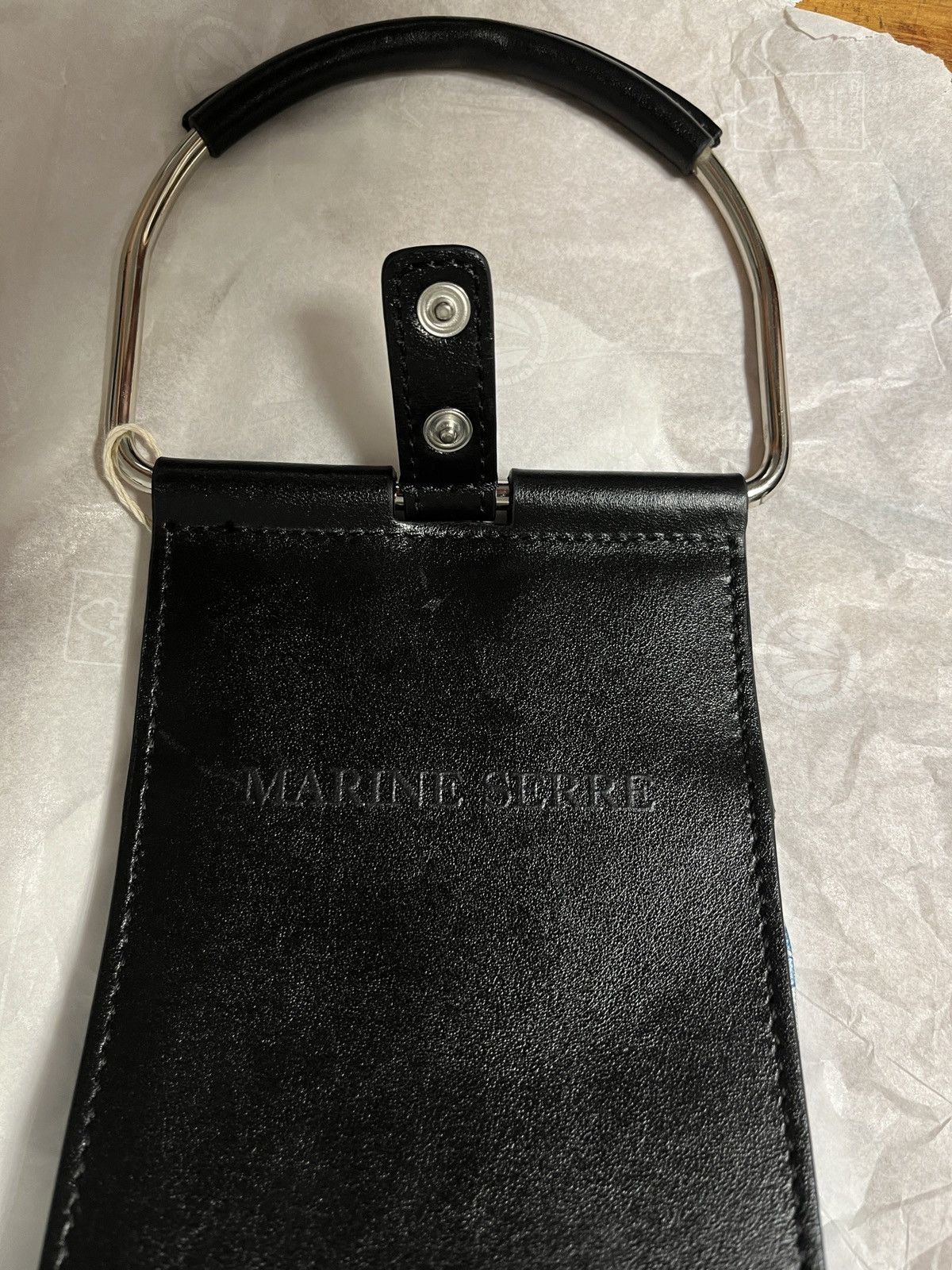 Marine Serre Marine Serre leather foldable popcorn bag black clutch gold Size ONE SIZE - 6 Thumbnail