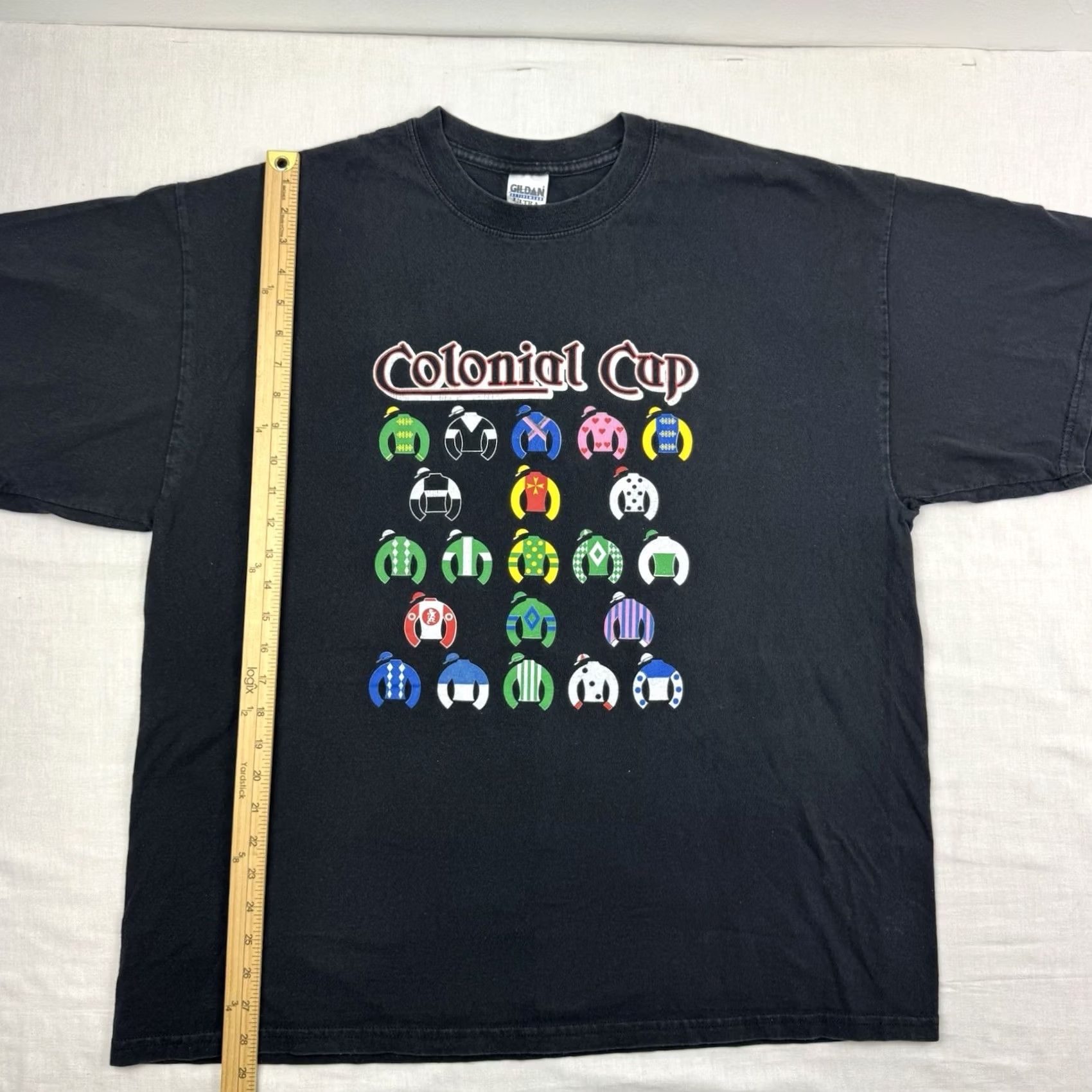 Gildan VINTAGE Gildan T-Shirt Men 2XL Black Cotton Crew Neck Short Sleeve Logo 90s Sports Horse Race Racers Size US XXL / EU 58 / 5 - 5 Thumbnail