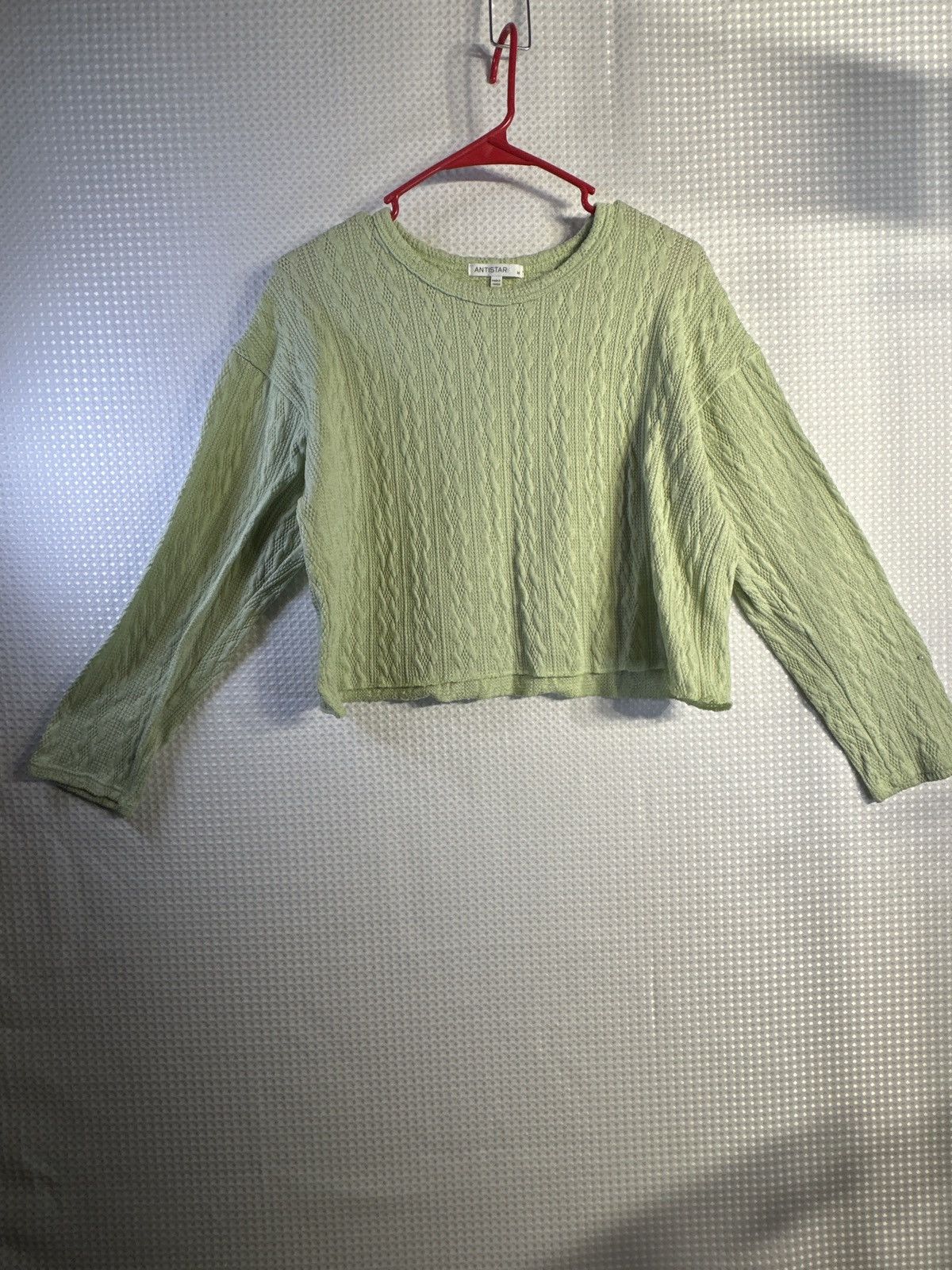 Other Antistar Lime Green Cropped Cable Knit Sweater Size M / US 6-8 / IT 42-44 - 1 Thumbnail