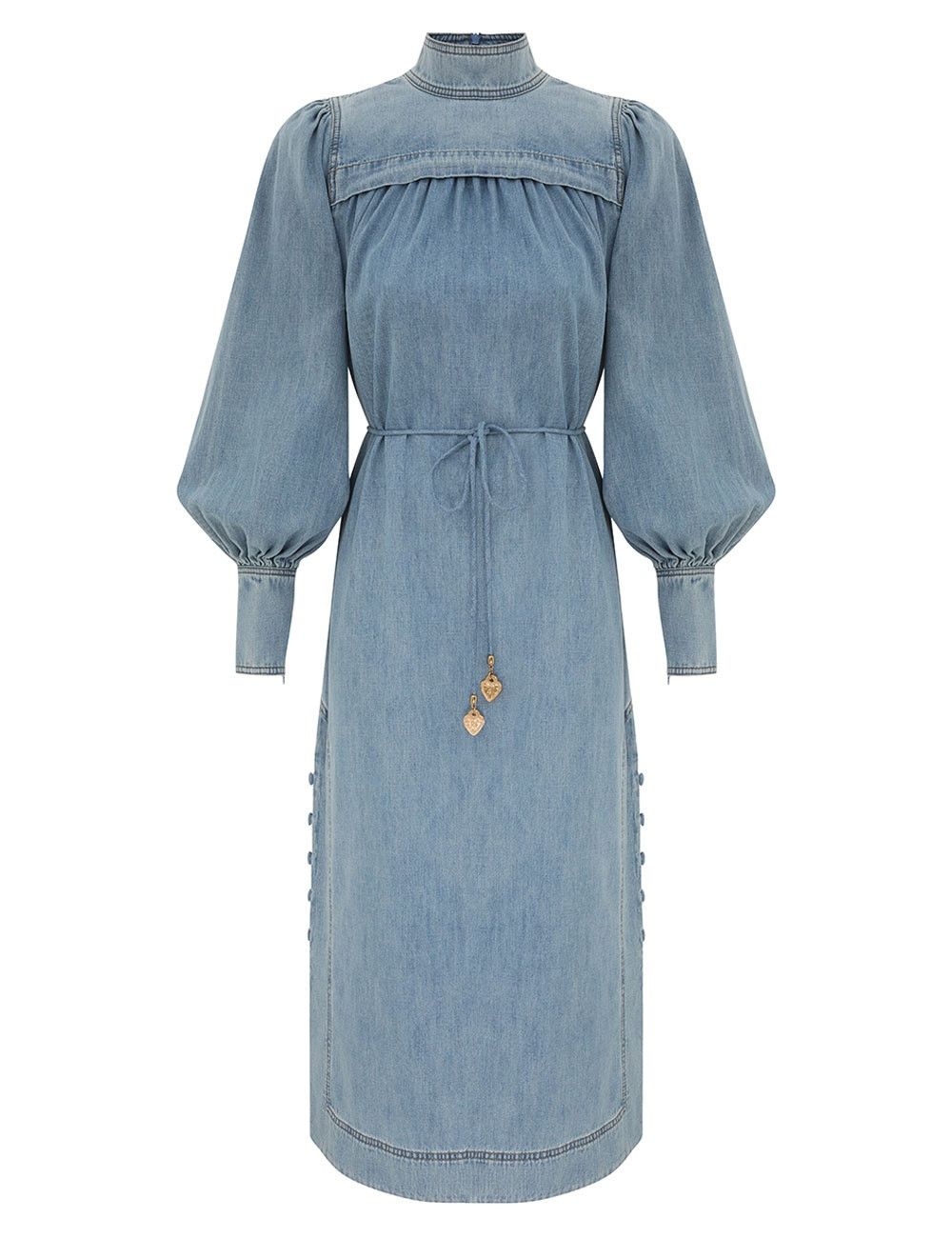 Zimmermann o1w1db10925 Crush Denim Midi Dress in Blue Size L / US 10 / IT 46 - 1 Thumbnail