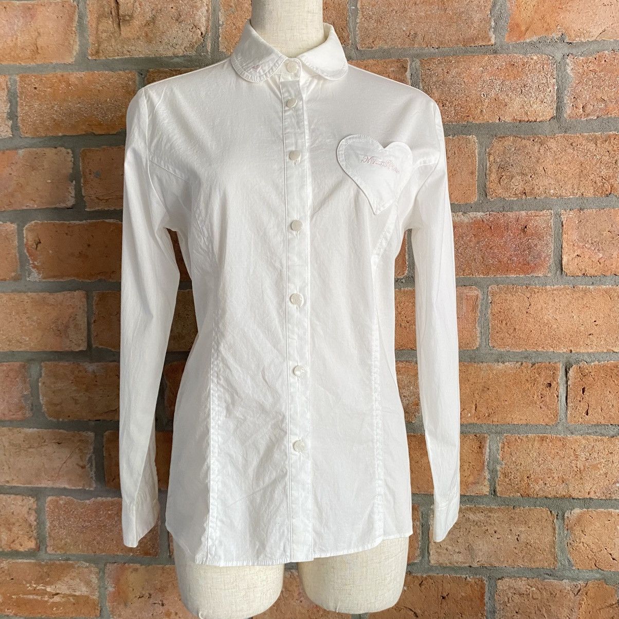Japanese Brand MEZZO PIANO White Shirt with Heart Pocket Size L / US 10 / IT 46 - 23 Thumbnail