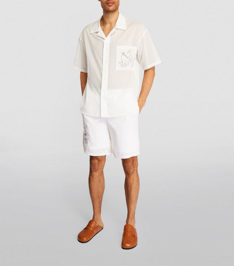 Bethany Williams o1mle1024 Embroidered Summer Shirt in White Size US S / EU 44-46 / 1 - 2 Thumbnail