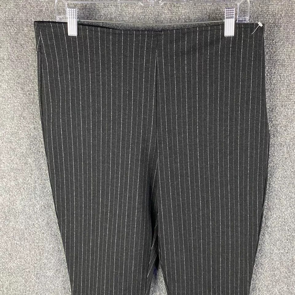 Gap Gap Leggings Women's Large Stretch Striped Charcoal Zipper L Size 32" / US 10 / IT 46 - 2 Thumbnail