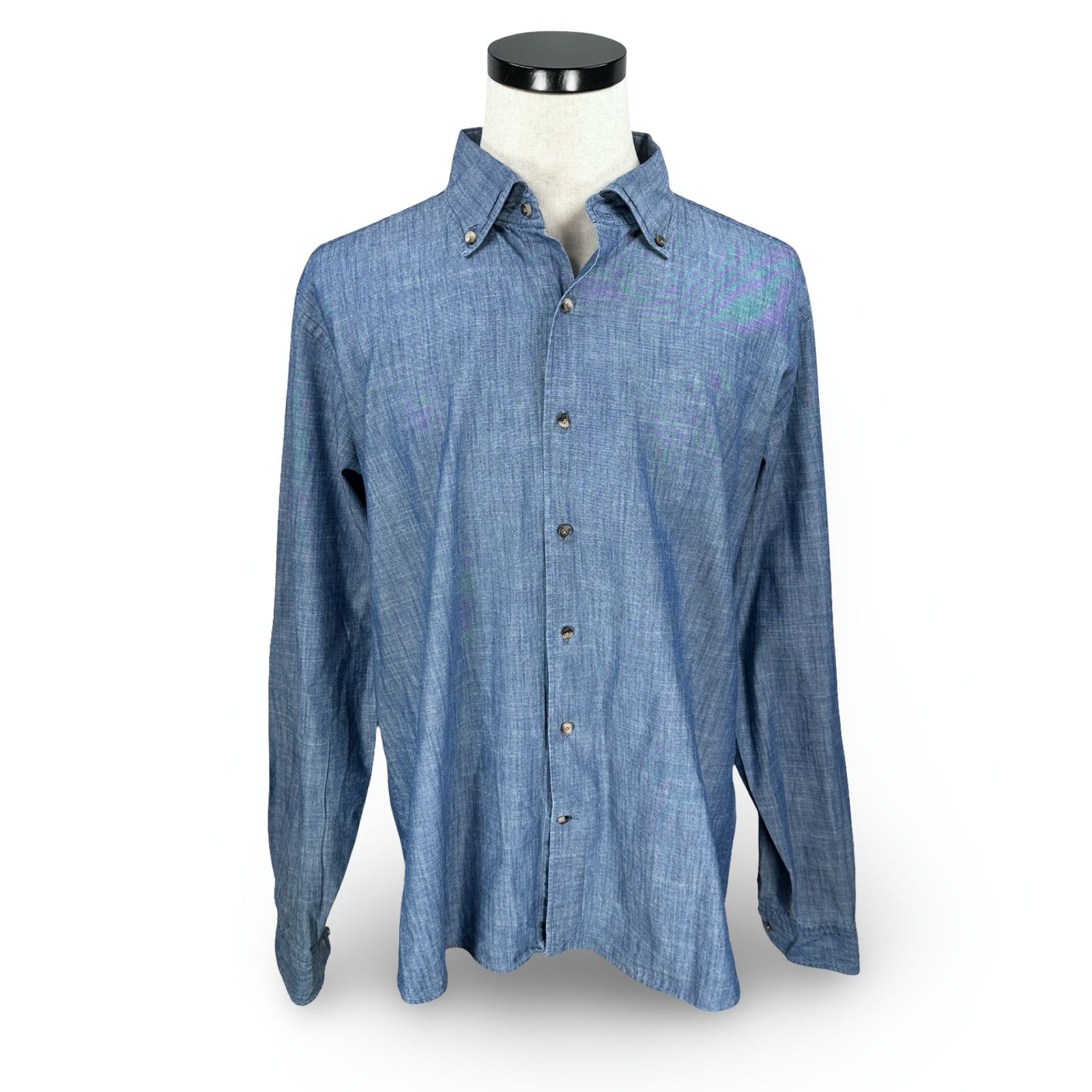 Peter Millar Peter Millar Summer Chambray Shirt Men’s XL Blue Button-Down Size US XL / EU 56 / 4 - 1 Thumbnail