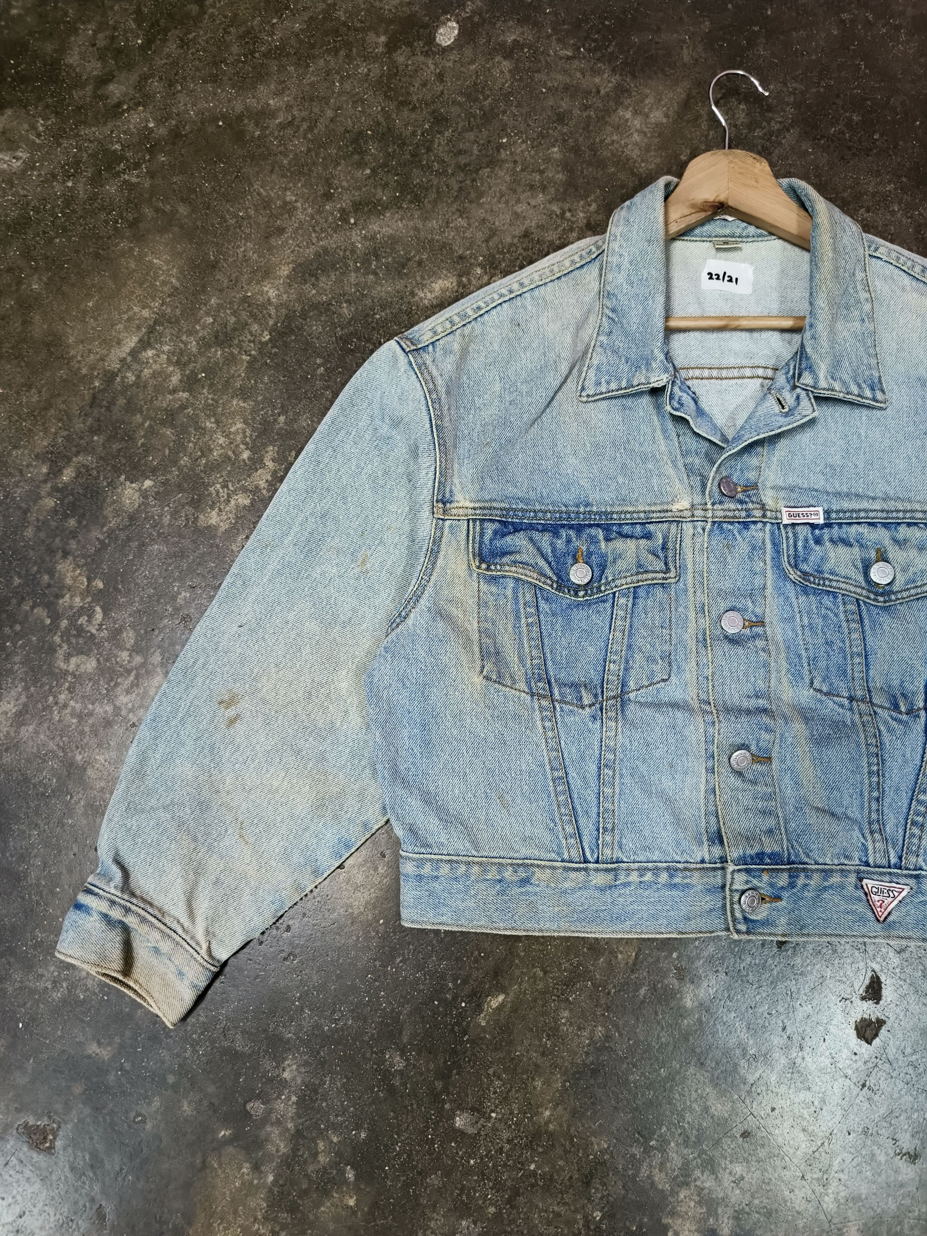 Georges Marciano 80'S Guess Jeans Light Wash Cropped Trucker Jacket Size US M / EU 48-50 / 2 - 3 Thumbnail