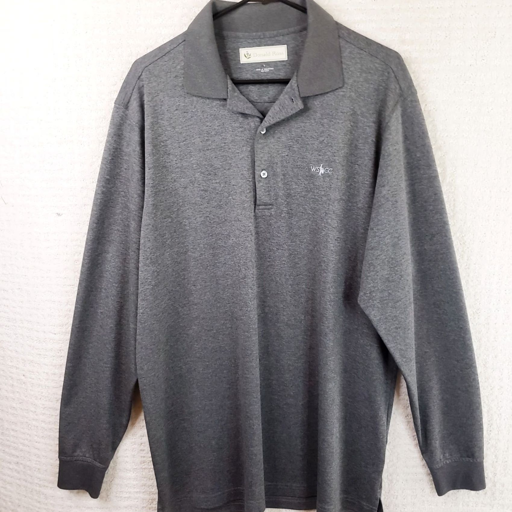 Vintage Donald Ross Long Sleeve Polo Mens L Gray Shirt Regular Fit Embroidered Logo Golf Casual Performance Shirt WSCC Size US L / EU 52-54 / 3 - 2 Thumbnail