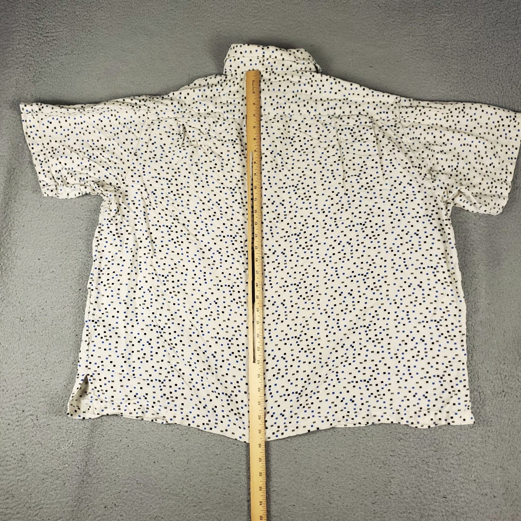 Nat Nast Nat Nast Shirt Mens 2XT Ivory/Blue Silk Blend Button Up Short Sleeve Size US XXL / EU 58 / 5 - 4 Thumbnail