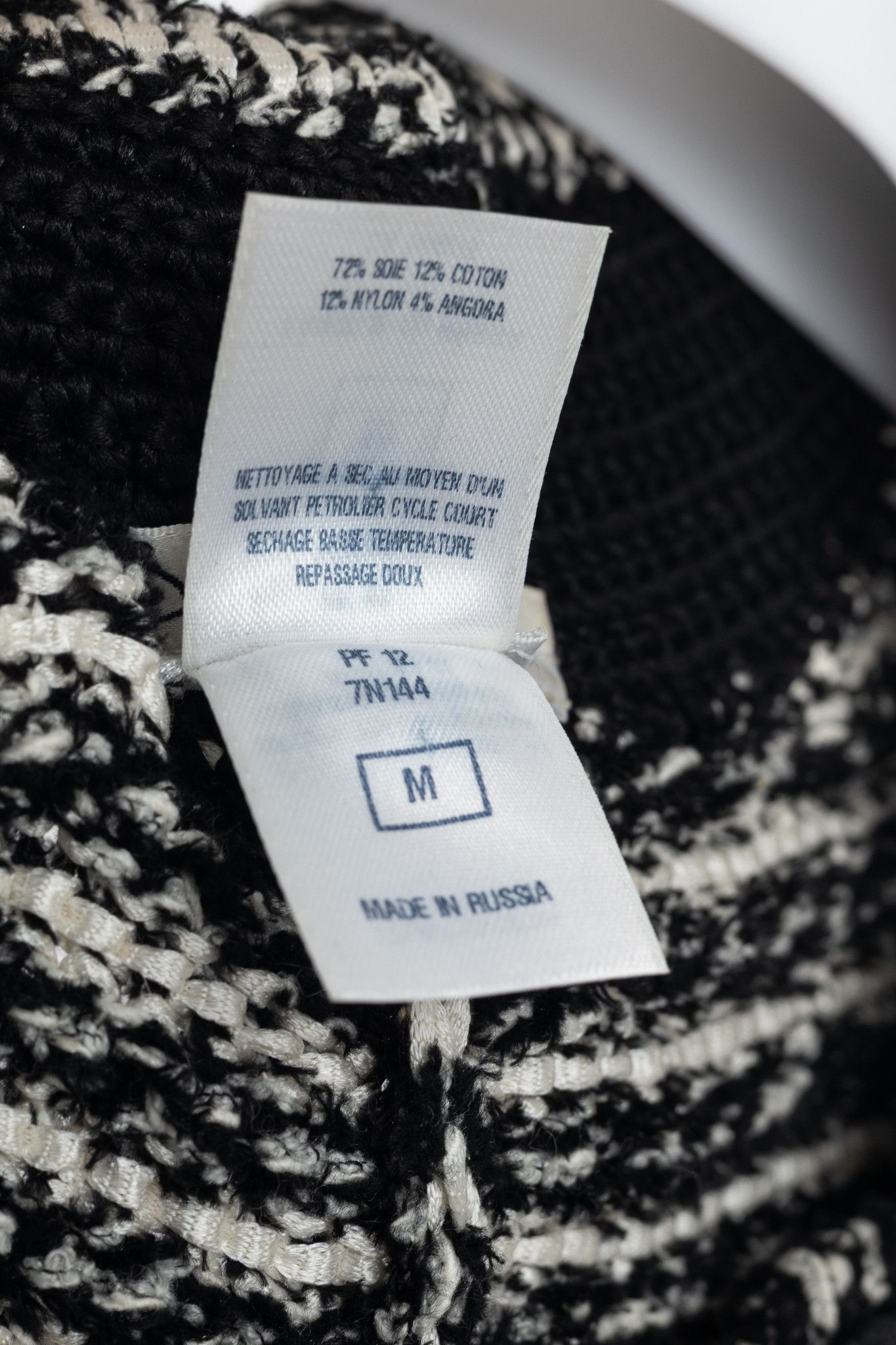 Oscar De La Renta Oscar de la Renta PF/12 White & Black Silk-Blend Knit Blazer Size M / US 6-8 / IT 42-44 - 9 Thumbnail