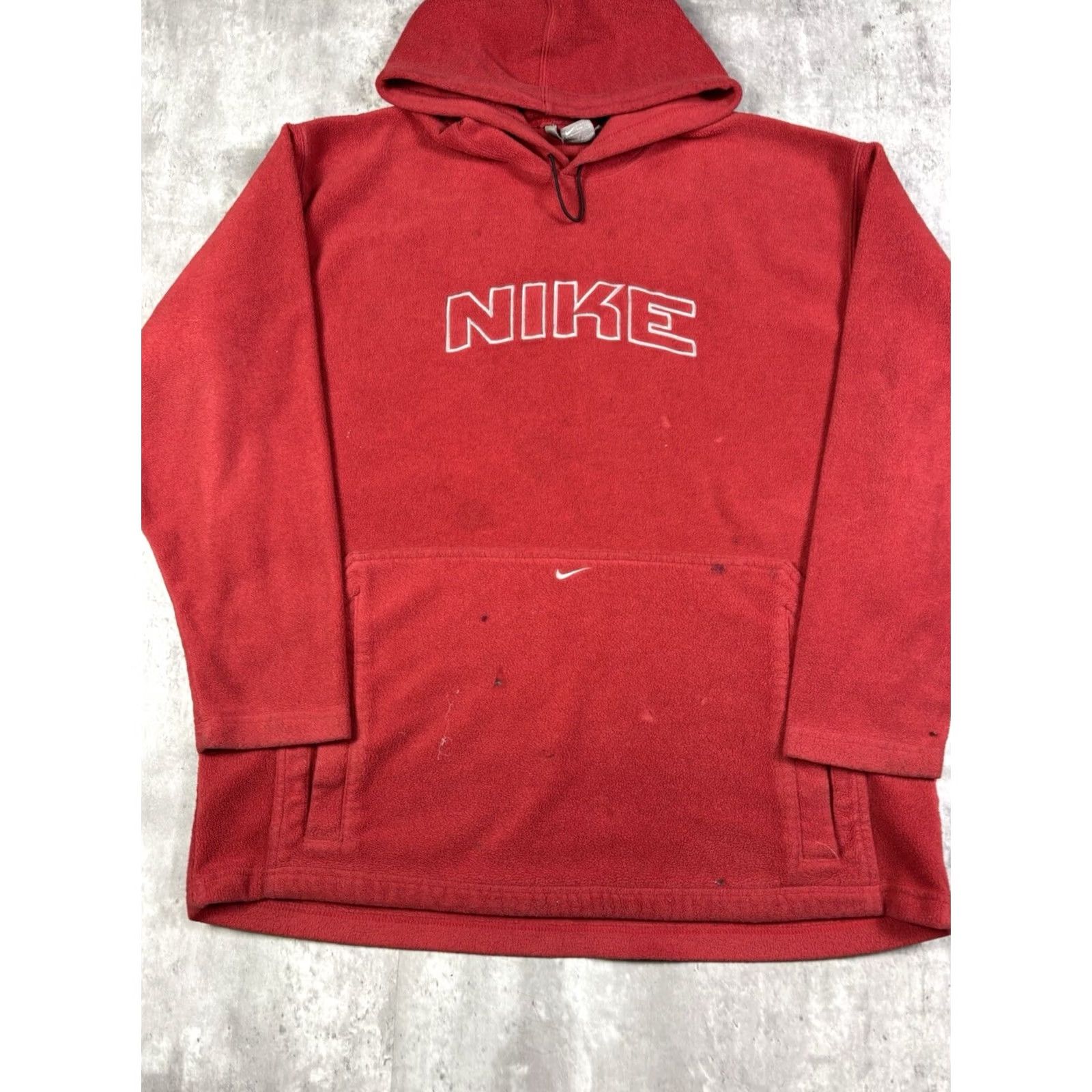 Nike VINTAGE Nike Red Pullover Fleece Hoodie Mens XL Embroidered Spellout 90s Sports Classic Size US XL / EU 56 / 4 - 3 Thumbnail