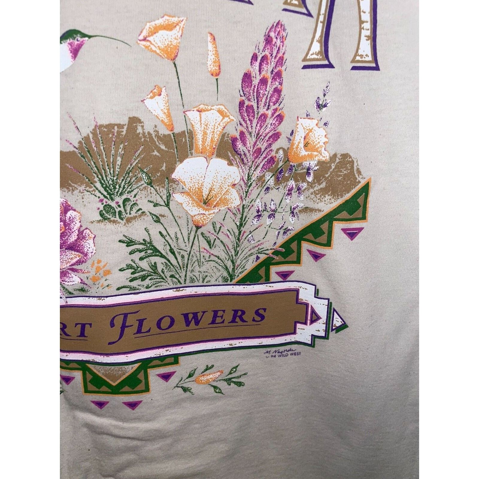 Jerzees 90s Vintage Arizona Desert Flowers White Shirt VTG L Large Size US L / EU 52-54 / 3 - 7 Thumbnail