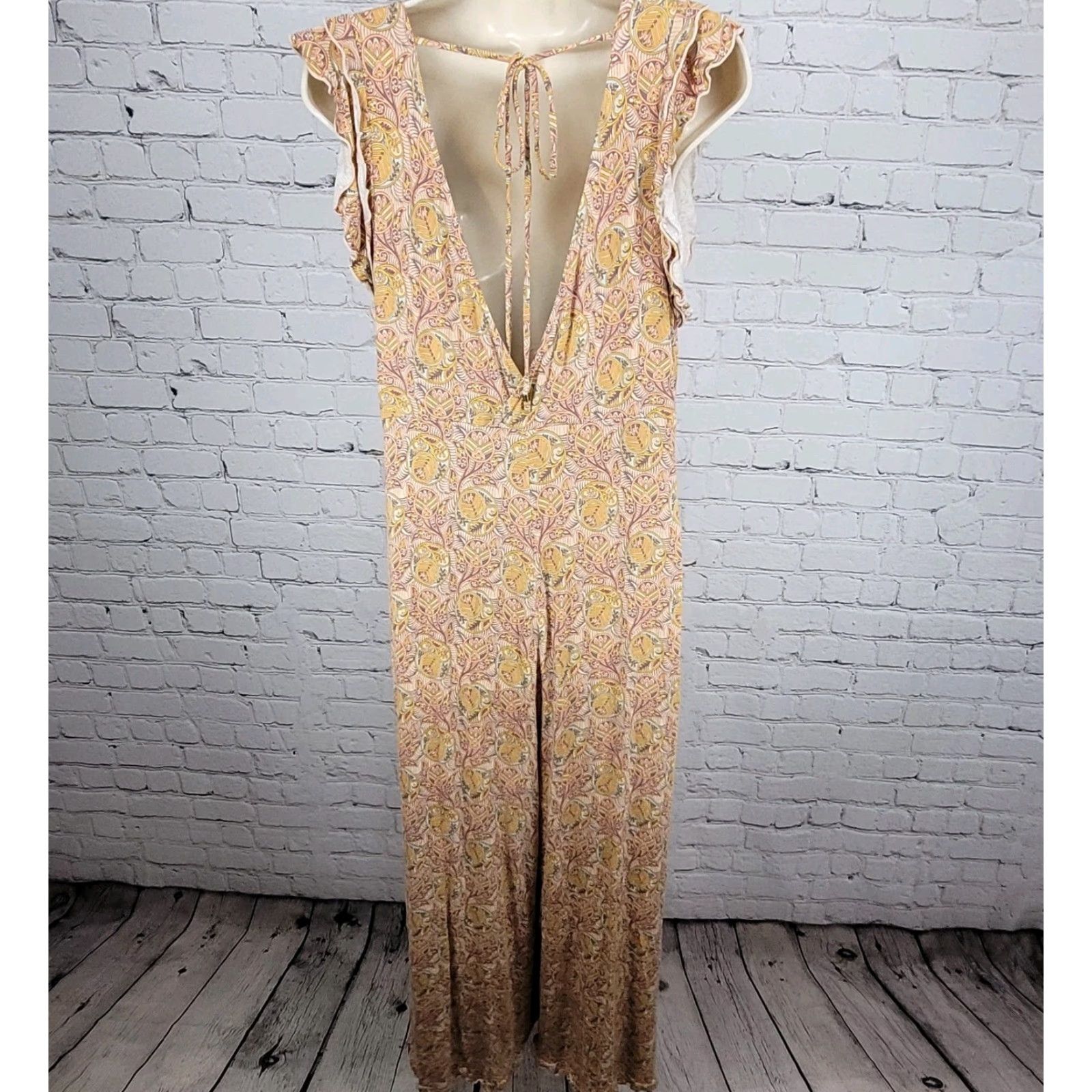 Anthropologie Anthropologie Multicolor Print Boho Stretch Short Sleeve Jumpsuit Medium Size 32" / US 10 / IT 46 - 2 Thumbnail