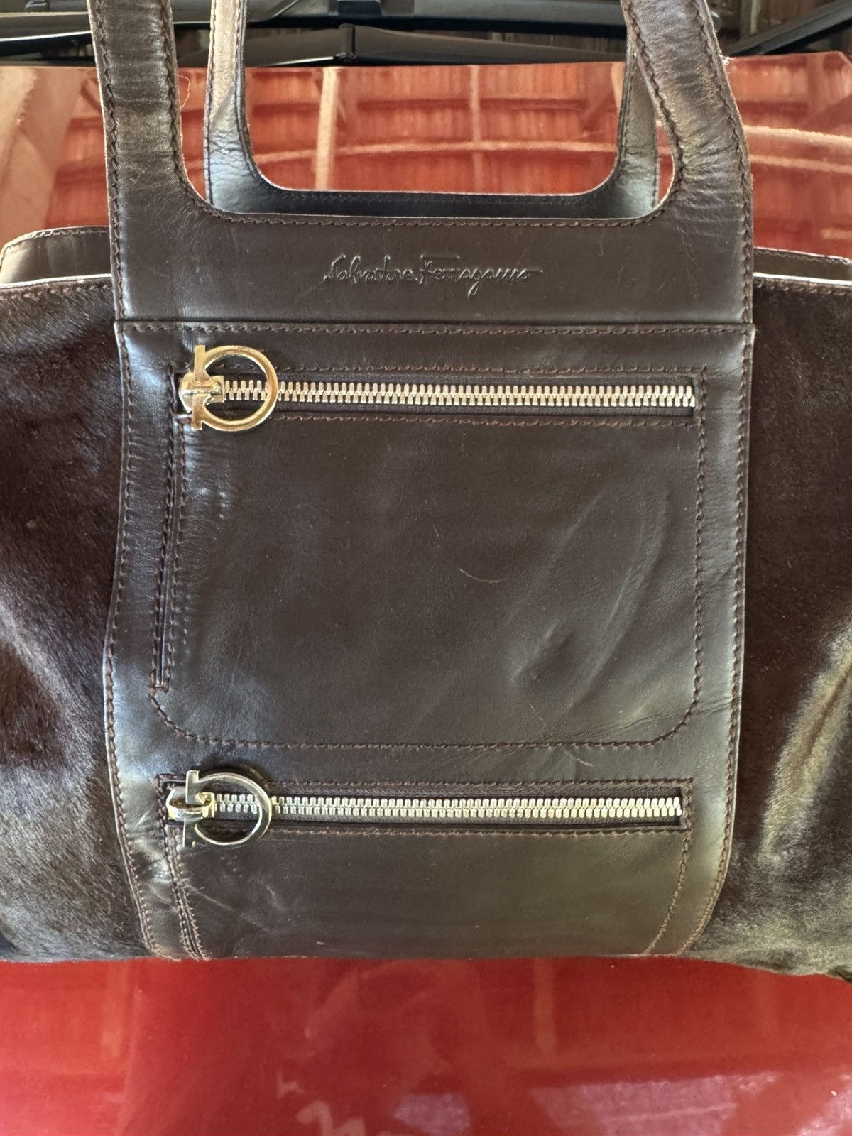 Salvatore Ferragamo Salvatore Ferragamo Horse Leather Gancini Tote Bag Italy Size ONE SIZE - 2 Thumbnail