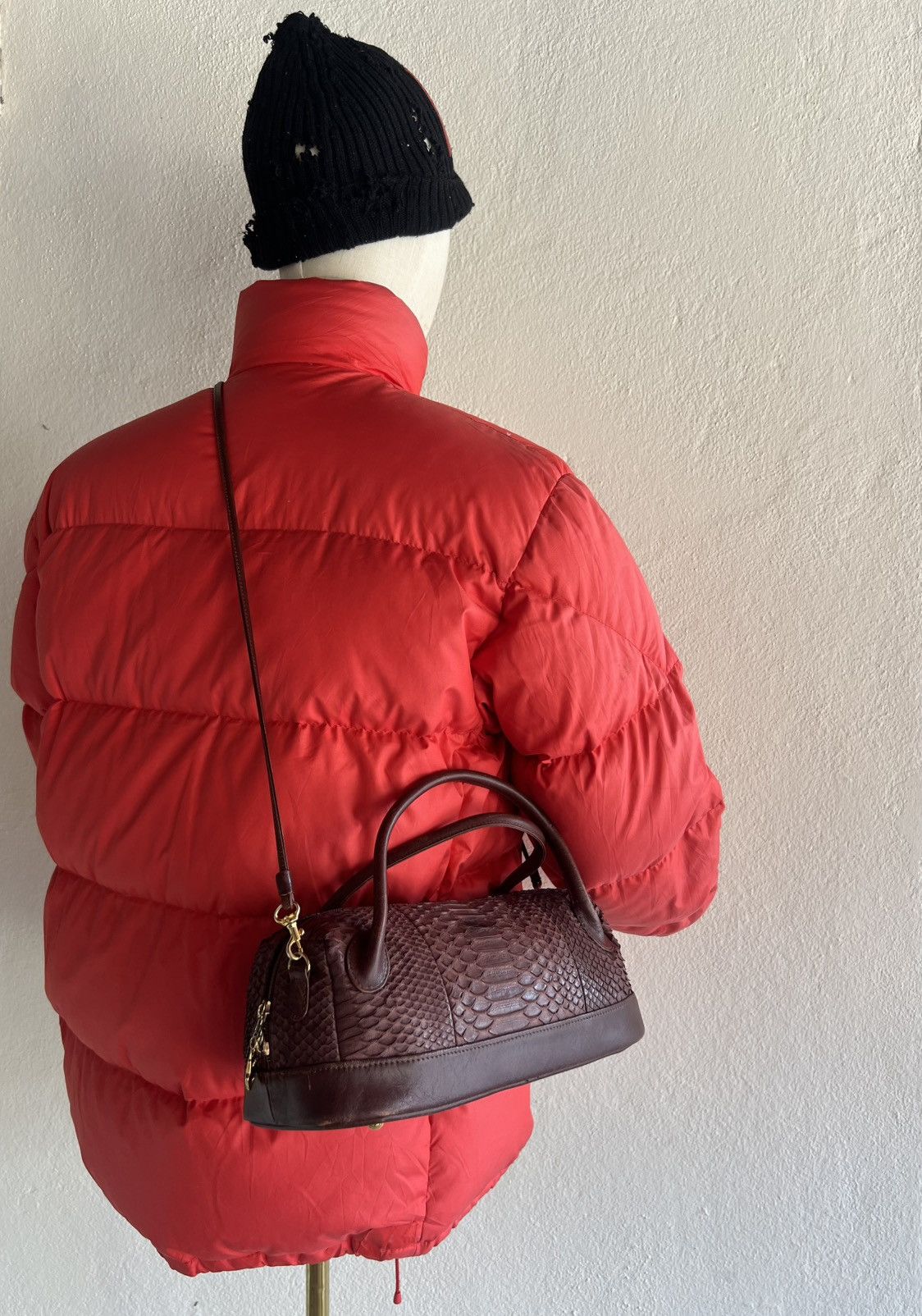 Leather Vintage GRES PARIS Python Skin Leather 2 Way Mini Boston Bag Size ONE SIZE - 5 Thumbnail