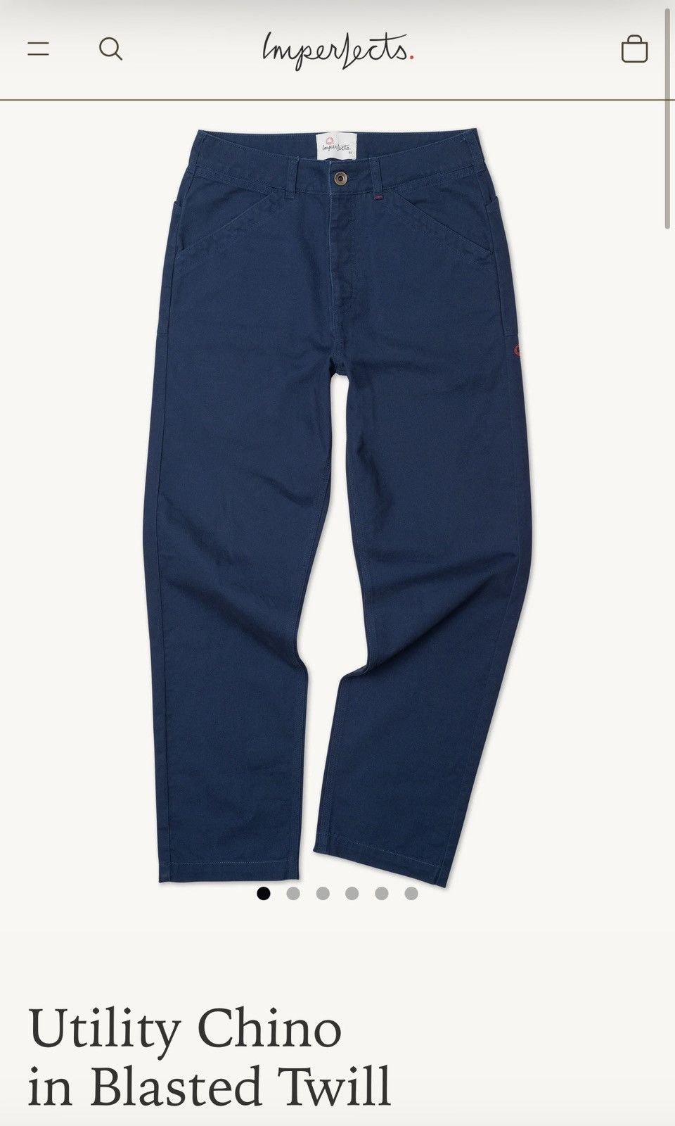 Imperfects Utility Chino in Indigo Blasted Twill Size US 36 / EU 52 - 1 Thumbnail