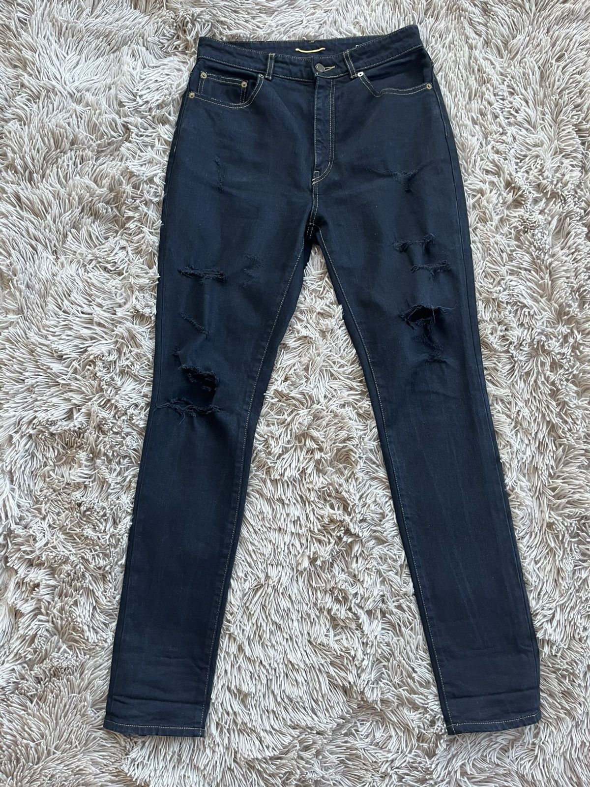 Saint Laurent Paris Saint Laurent Paris Destroyed Hedi Jeans Size US 32 / EU 48 - 2 Thumbnail