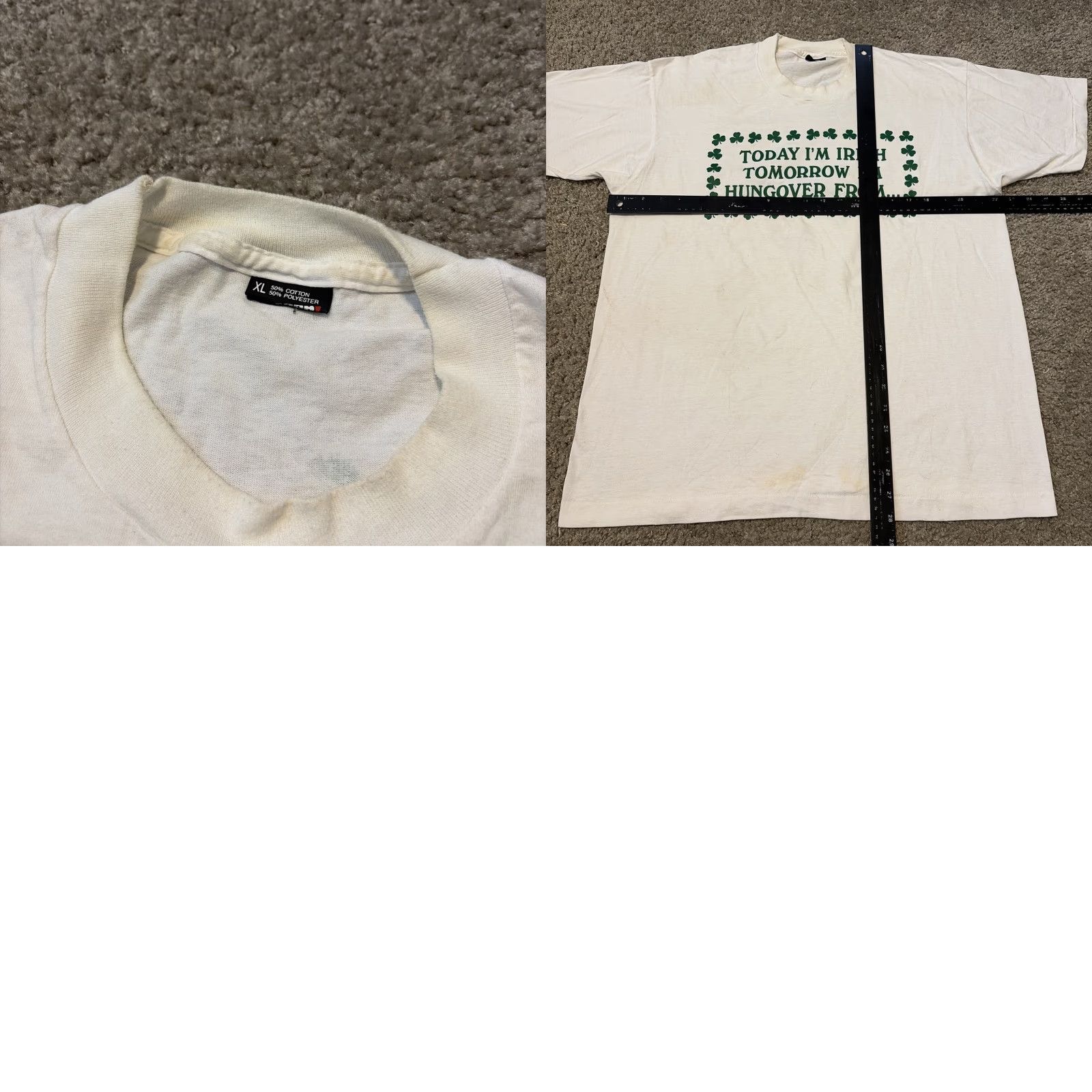 Vintage VINTAGE 80s Today I’m Irish Tomorrow I’m Hungover Bar Florida White XL T-Shirt Men Size US XL / EU 56 / 4 - 8 Thumbnail