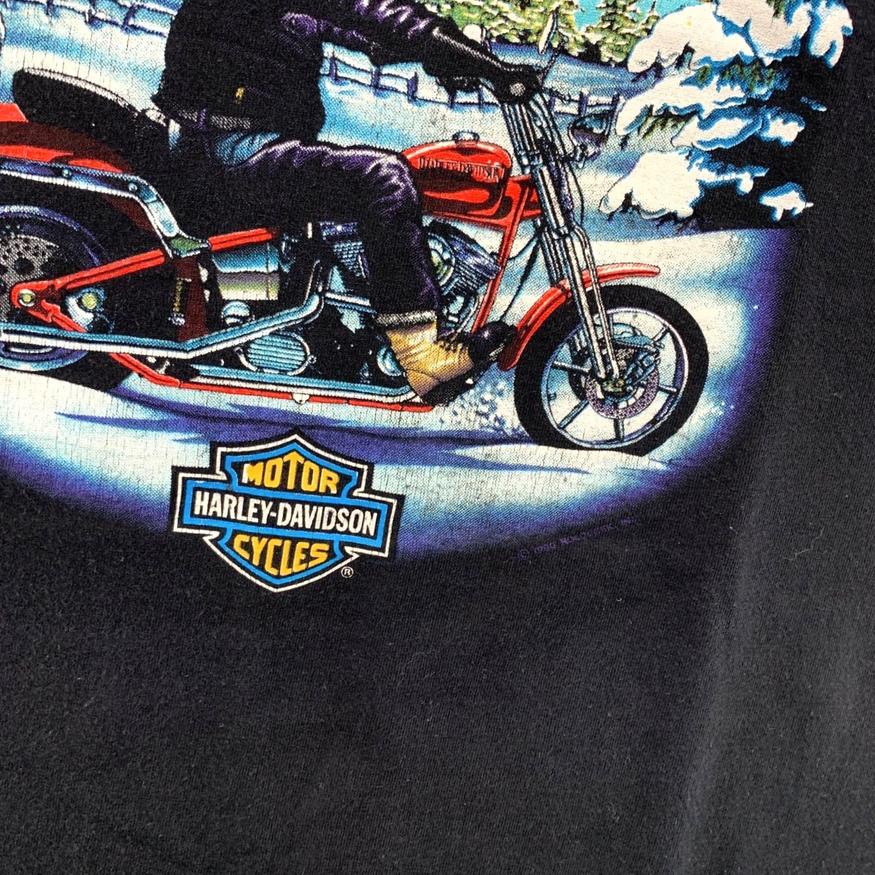 Harley Davidson VINTAGE Harley-Davidson Shirt Mens XL Black 90 Fairweather Biker Single Stitch Graphic Print Crew Neck Short Sleeve USA 1990s Boys Girls Mens Womens Size US XL / EU 56 / 4 - 7 Thumbnail