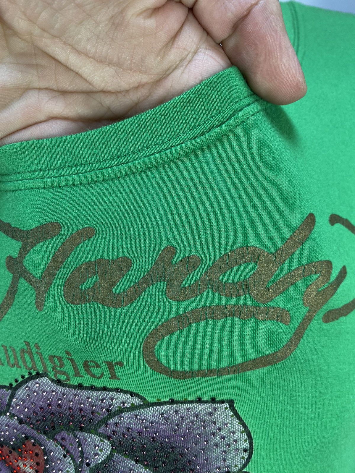 Christian Audigier × Ed Hardy Ed Hardy By Christian Audigier Womens Green T-Shirt Size S / US 4 / IT 40 - 9 Thumbnail