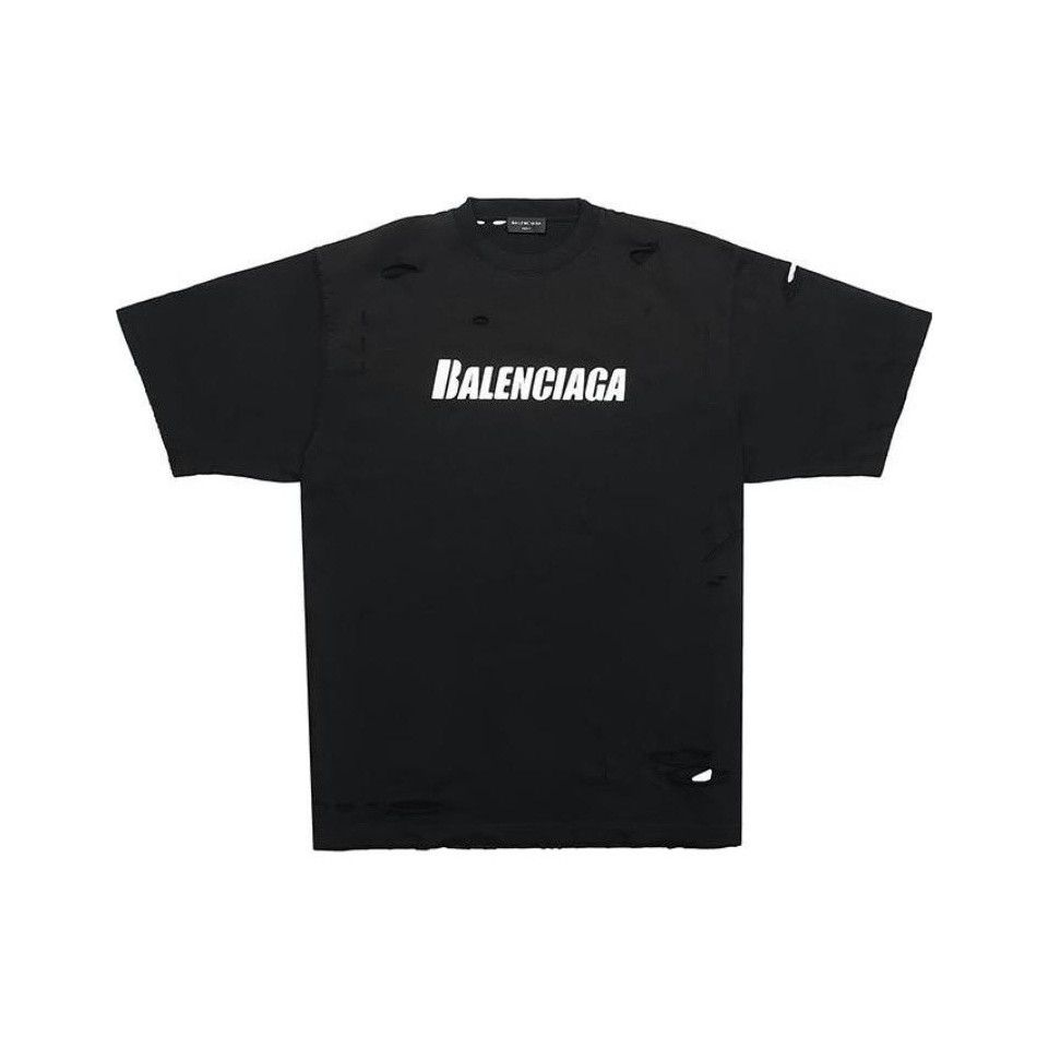 Balenciaga Balenciaga Logo Distressed T-Shirt Size M Size US M / EU 48-50 / 2 - 1 Thumbnail