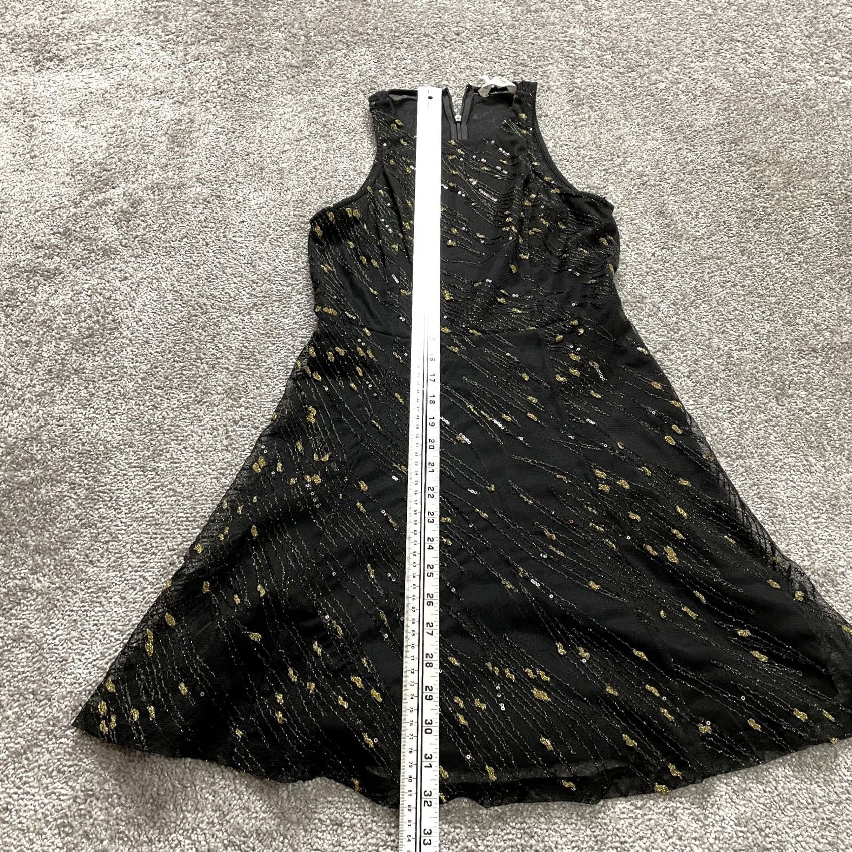 BCBGeneration BCBGMAXAZRIA A-Line Dress Womens 4 Black with Gold Flecks Sequins Midi Zip Up VINTAGE No Size S / US 4 / IT 40 - 2 Thumbnail