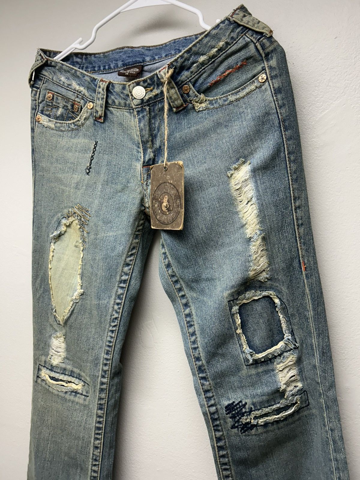 True Religion RARE Vintage True Religion Distressed Patchwork Flare Jeans Size 29" - 3 Thumbnail