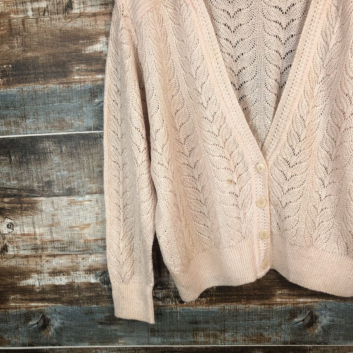 Japanese Brand Japanese Brand Pink vintage crochet Cardigan Knitwear #A1869 Size L / US 10 / IT 46 - 7 Thumbnail