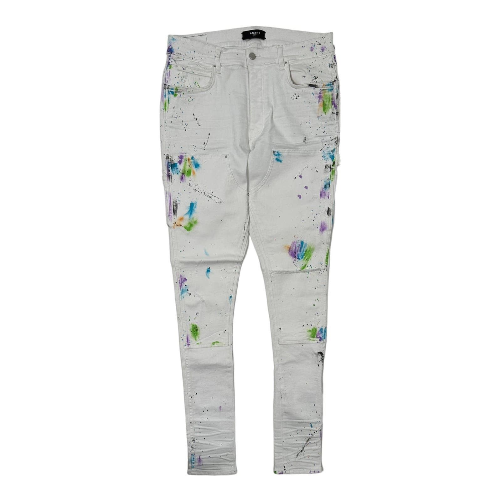 image of Amiri Paint Splatter Workmans Jeans White, Men's (Size 36)