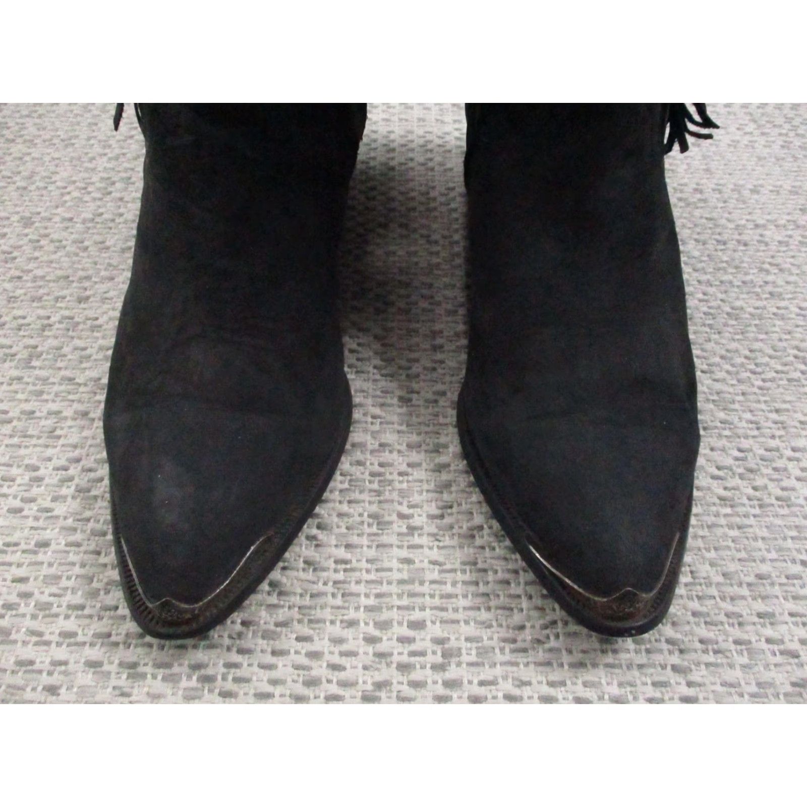 Vintage VINTAGE Acme Fringe Western Cowboy Boots Womens 6.5 Pointed Toe Mid Calf Suede Black Fringe Western Boots Womens 6.5 Size US 7 / IT 37 - 5 Thumbnail