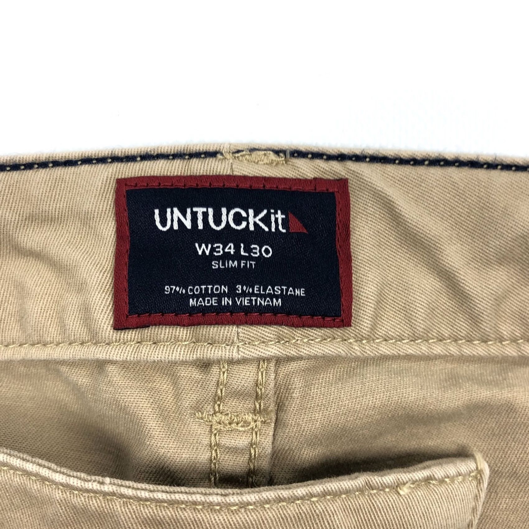 UNTUCKit UNTUCKit Men’s W34 L30 Slim Fit 5-Pocket Chino Pants Tan Khaki Stretch Denim Size US 34 / EU 50 - 5 Thumbnail