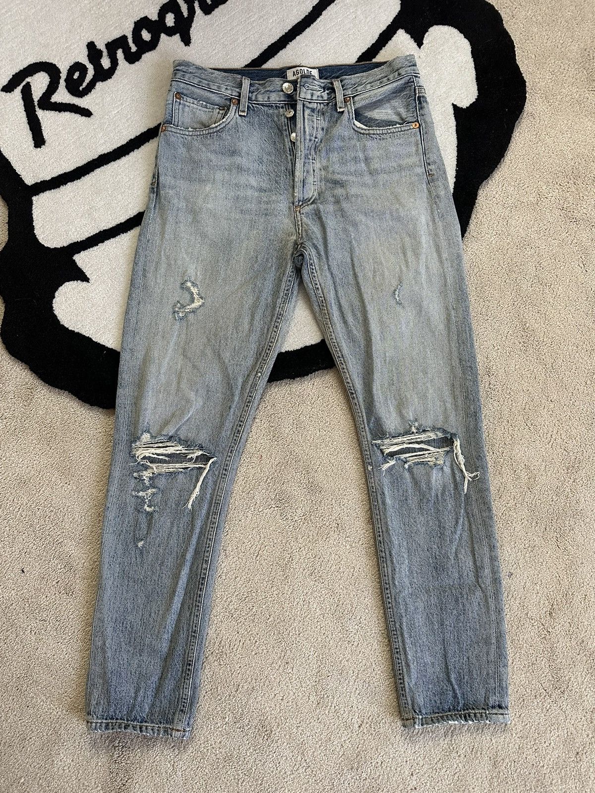 Agolde Mia mid rise straight leg jeans Rule distressed outlet NEW