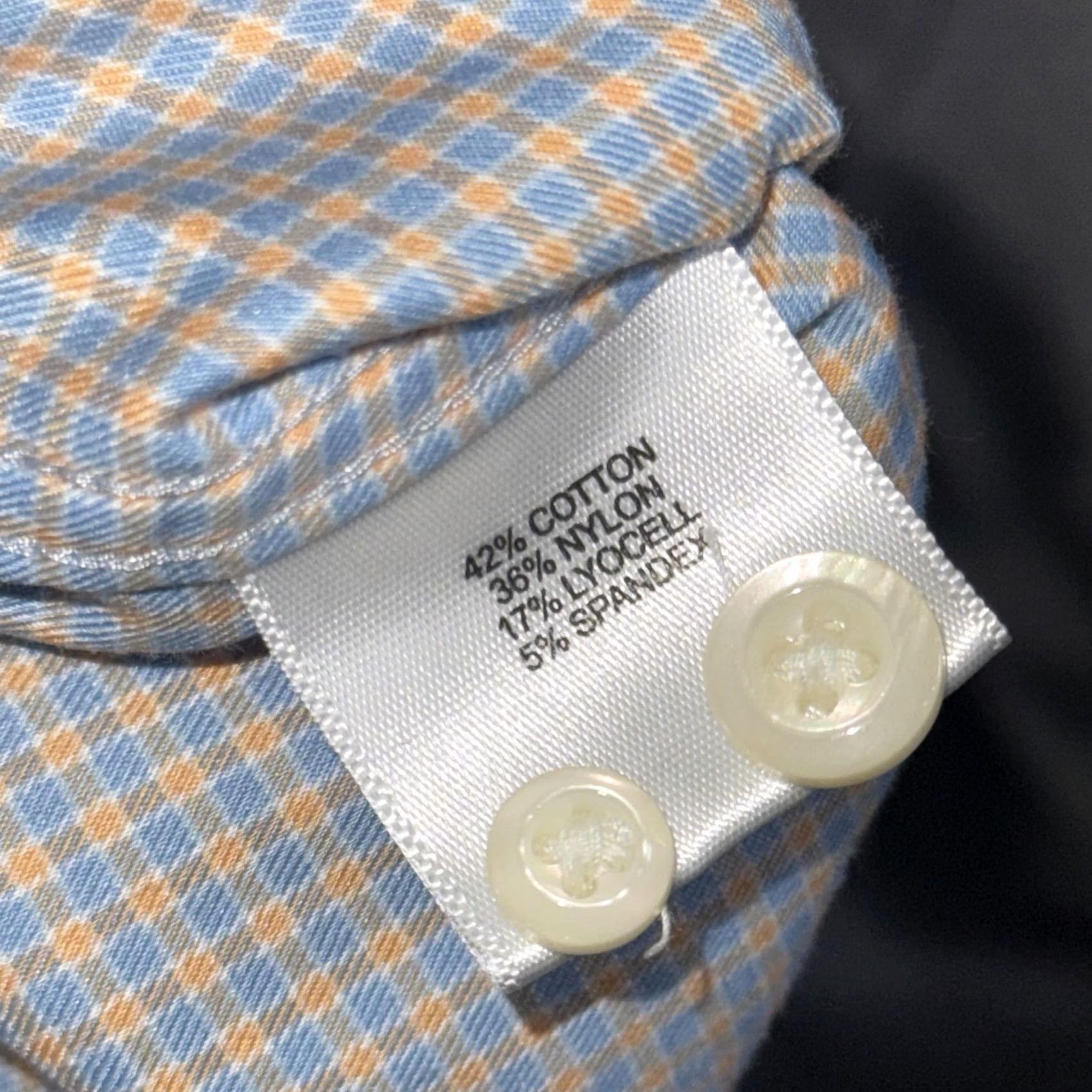 Peter Millar Peter Millar Shirt Mens Large Blue Orange Micro Check Button Down Stretch Pocket Size US L / EU 52-54 / 3 - 7 Thumbnail