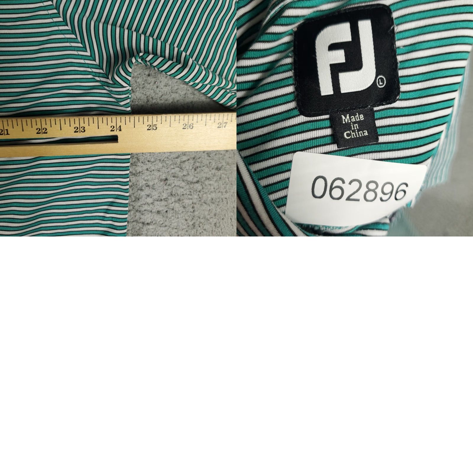 Footjoy FootJoy Polo Shirt Mens L Green Striped Short Sleeve Collared Button Logo Size US L / EU 52-54 / 3 - 8 Thumbnail