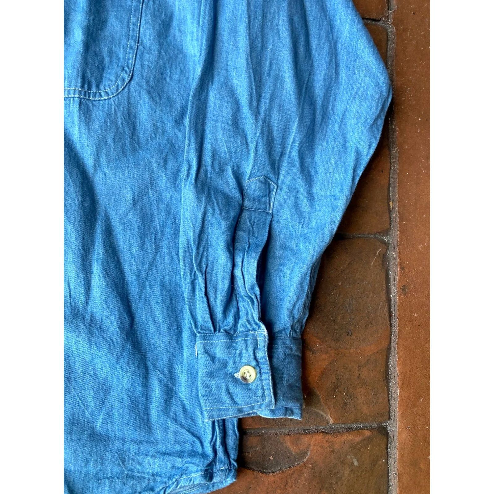 Faded Glory VINTAGE Faded Glory USA Flag Chambray Long Sleeve Shirt Small NWT Mens Shirt Size US M / EU 48-50 / 2 - 6 Thumbnail