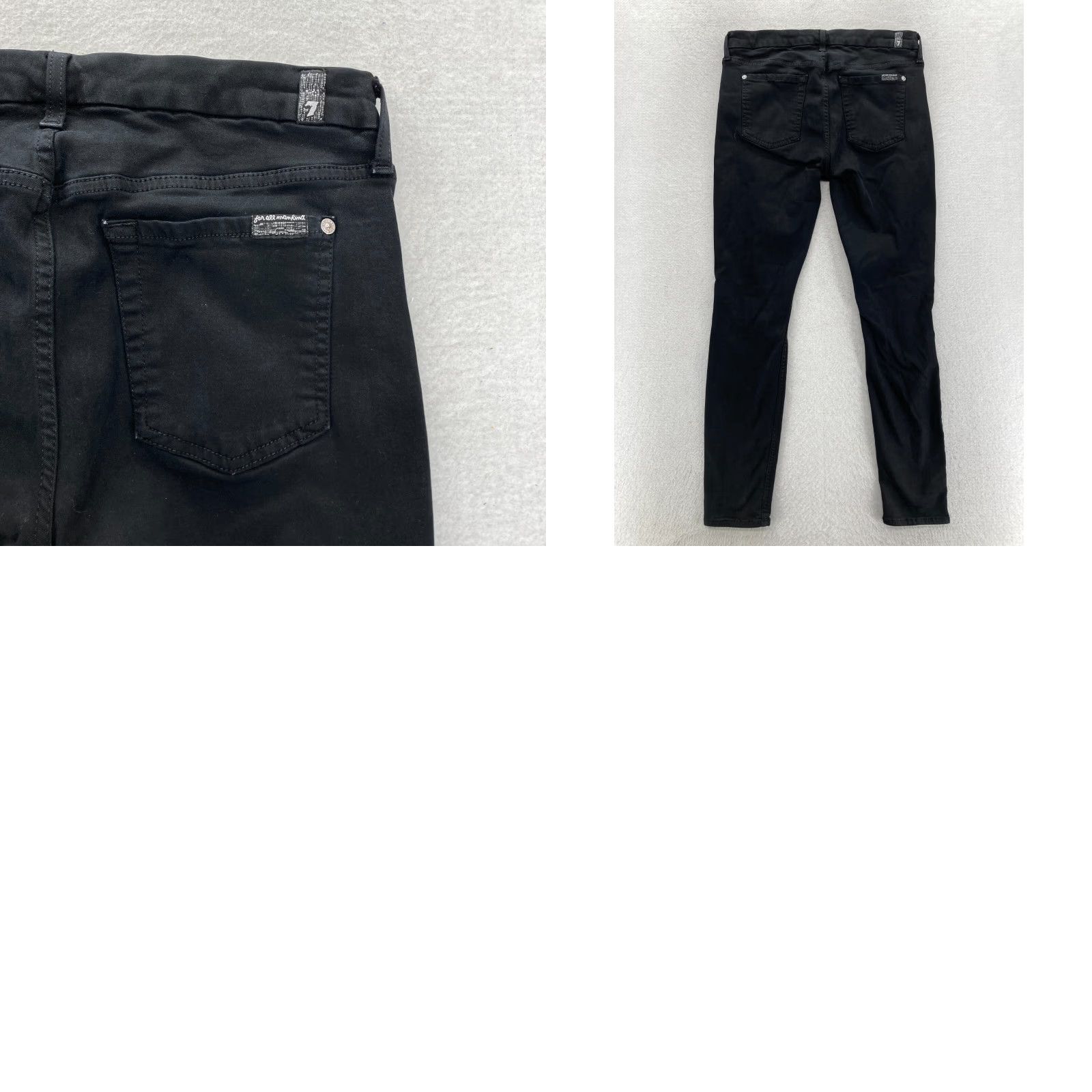 7 For All Mankind 7 For All Mankind Jeans Women's 29 Ankle Skinny Black Stretch Denim Distressed Denim Size 30" / US 8 / IT 44 - 9 Thumbnail