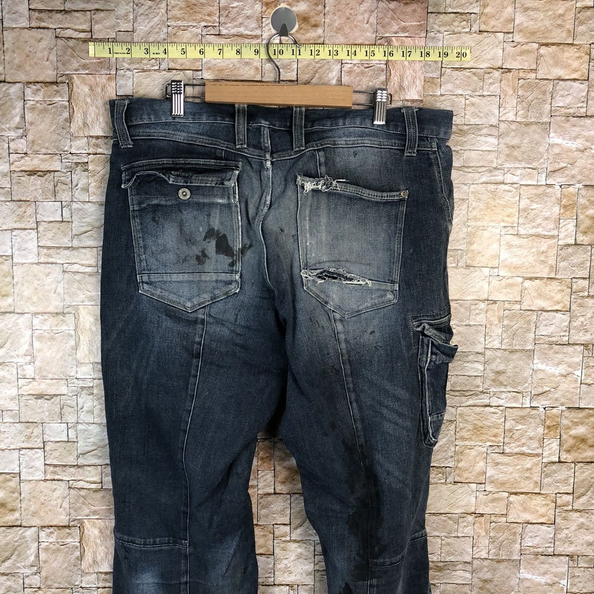 Japanese Brand Japanese Brand Blue Cargo Distressed Denim Pants #A1001 Size US 37 - 15 Thumbnail